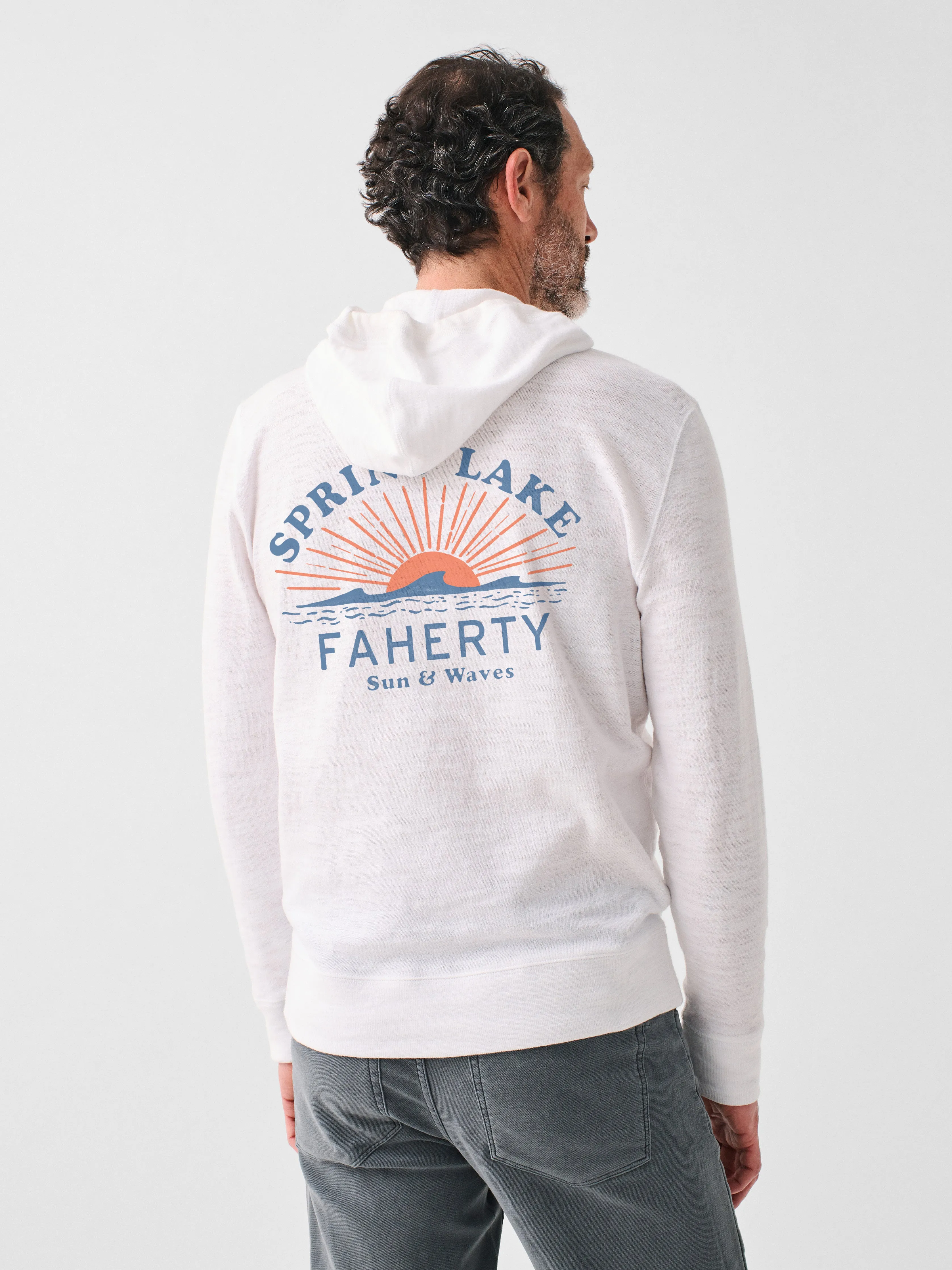 Spring Lake Heritage Slub Cotton Hoodie - White sold by Faherty