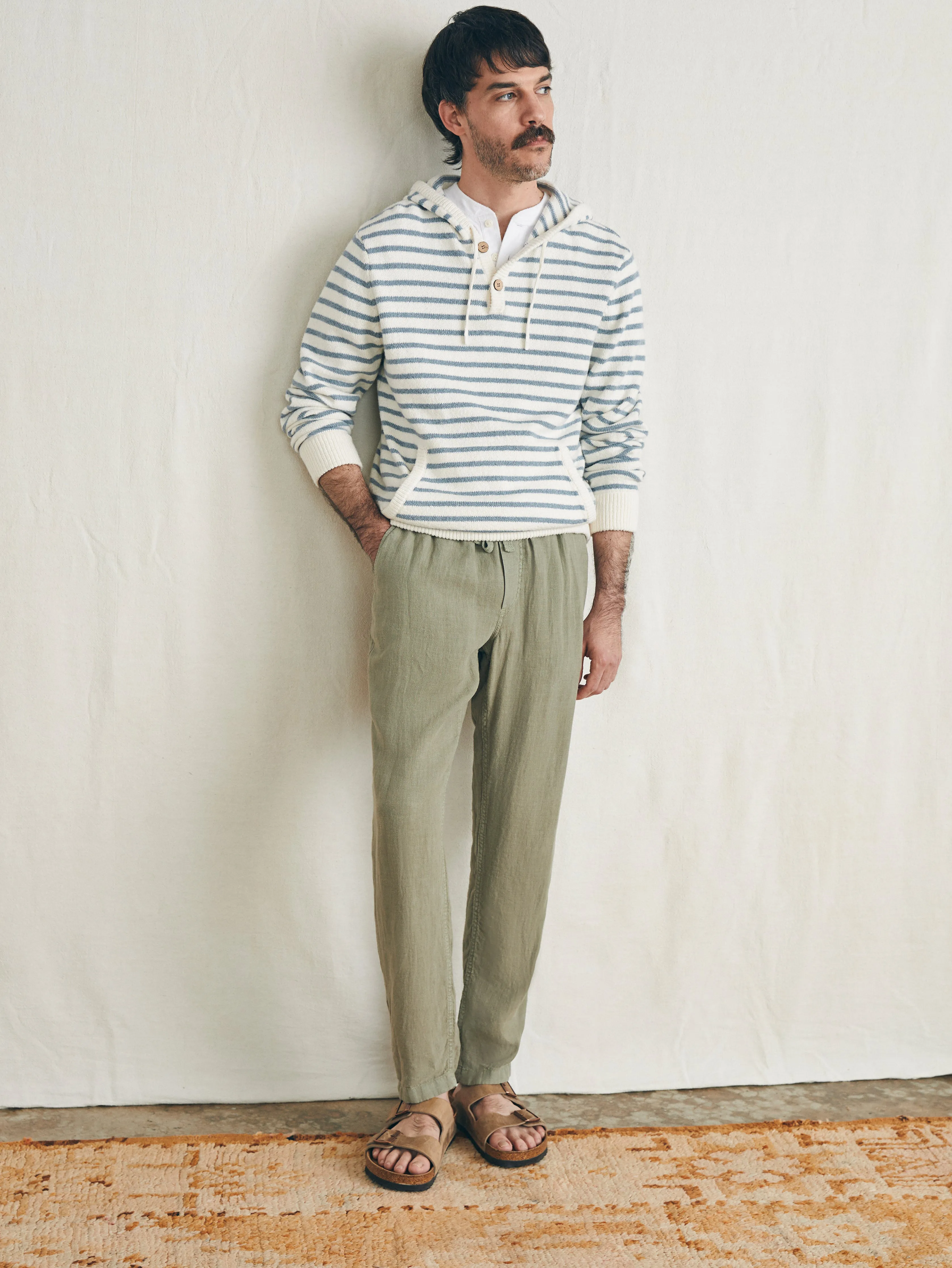 Linen Drawstring Pant - Canyon Olive sold by Faherty product image thumbnail 3
