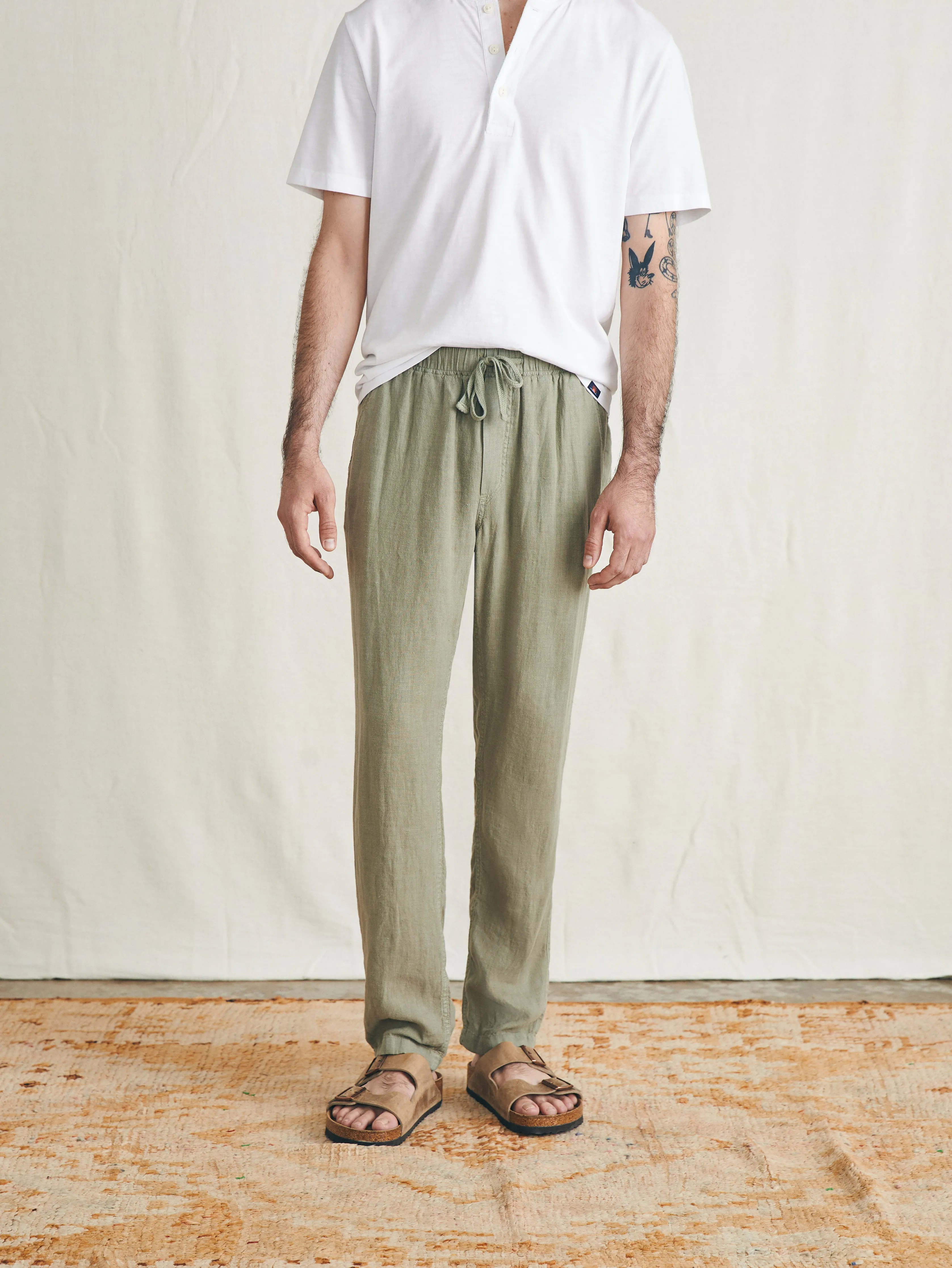 Linen Drawstring Pant - Canyon Olive sold by Faherty product image thumbnail 4