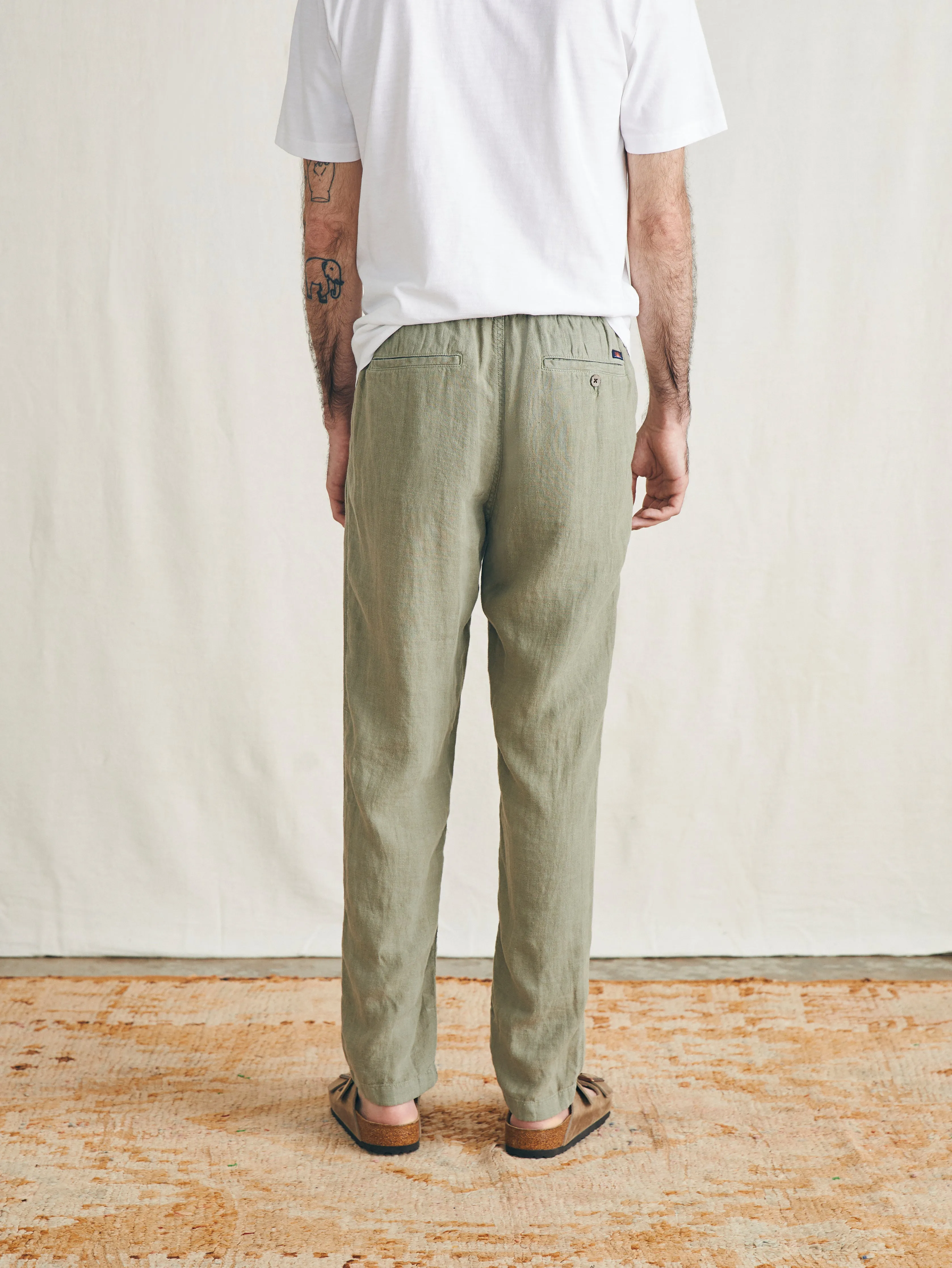 Linen Drawstring Pant - Canyon Olive sold by Faherty product image thumbnail 5