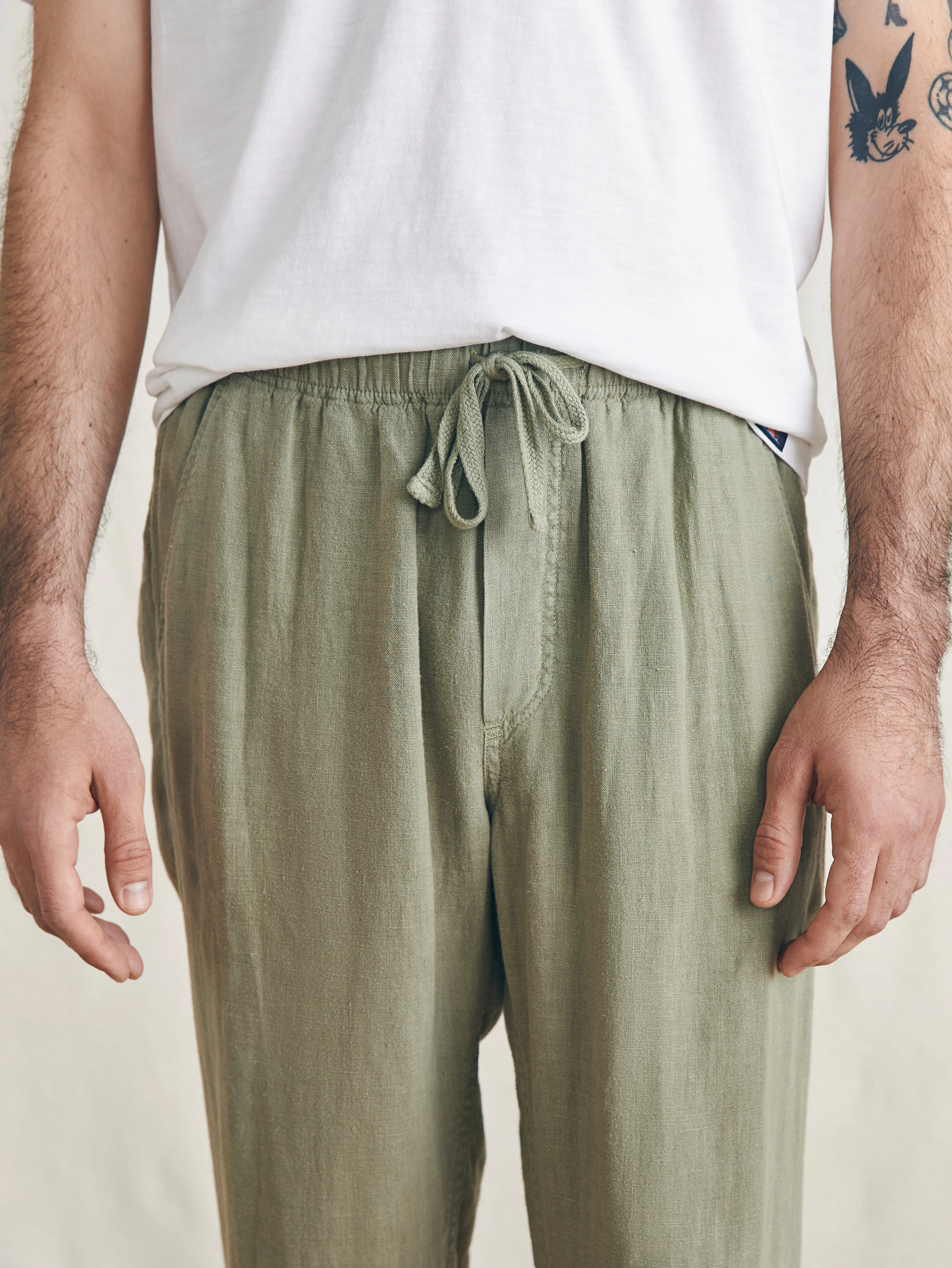 Linen Drawstring Pant - Canyon Olive sold by Faherty product image thumbnail 2