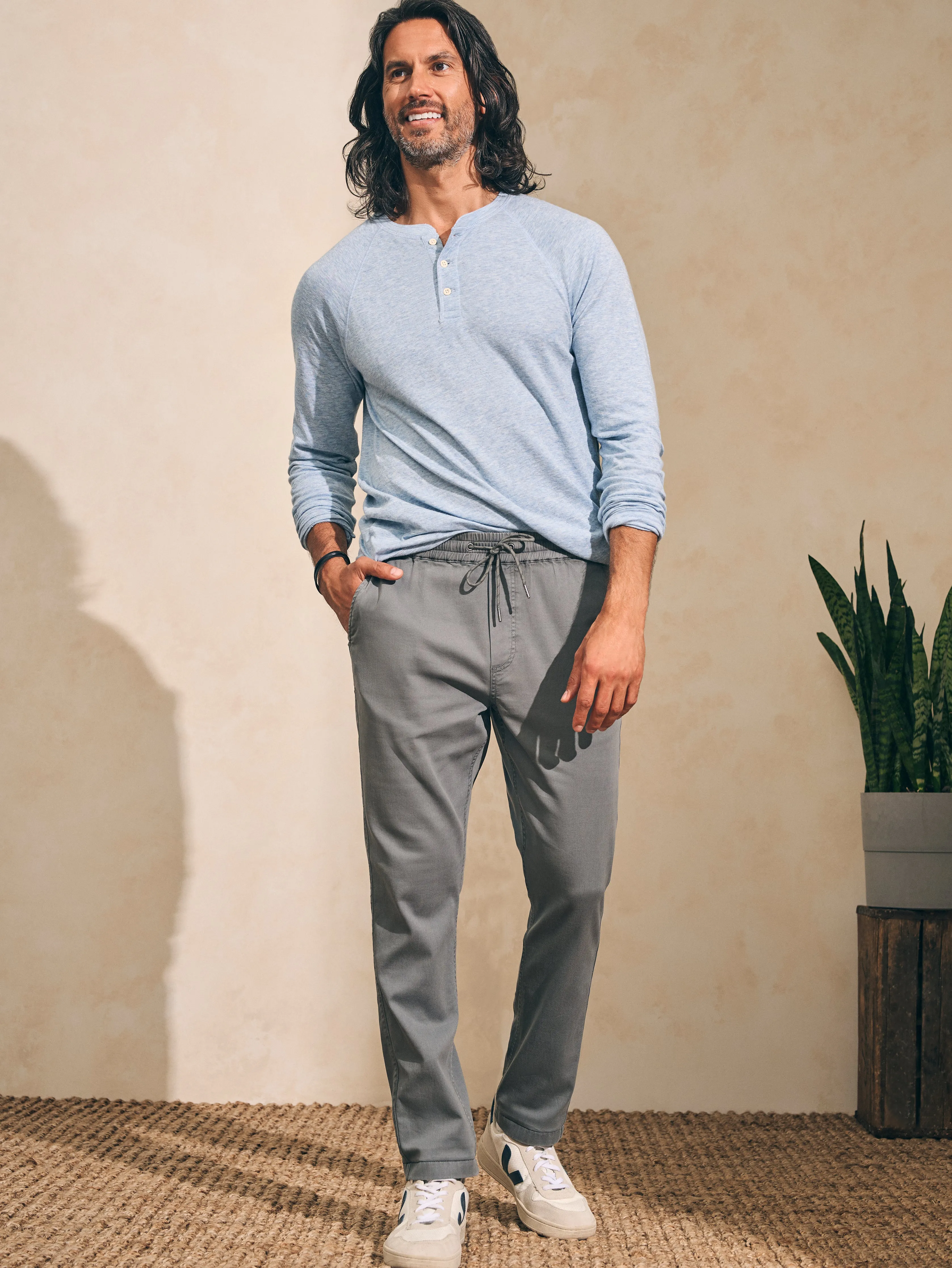 Essential Drawstring Pant - Rugged Grey sold by Faherty
