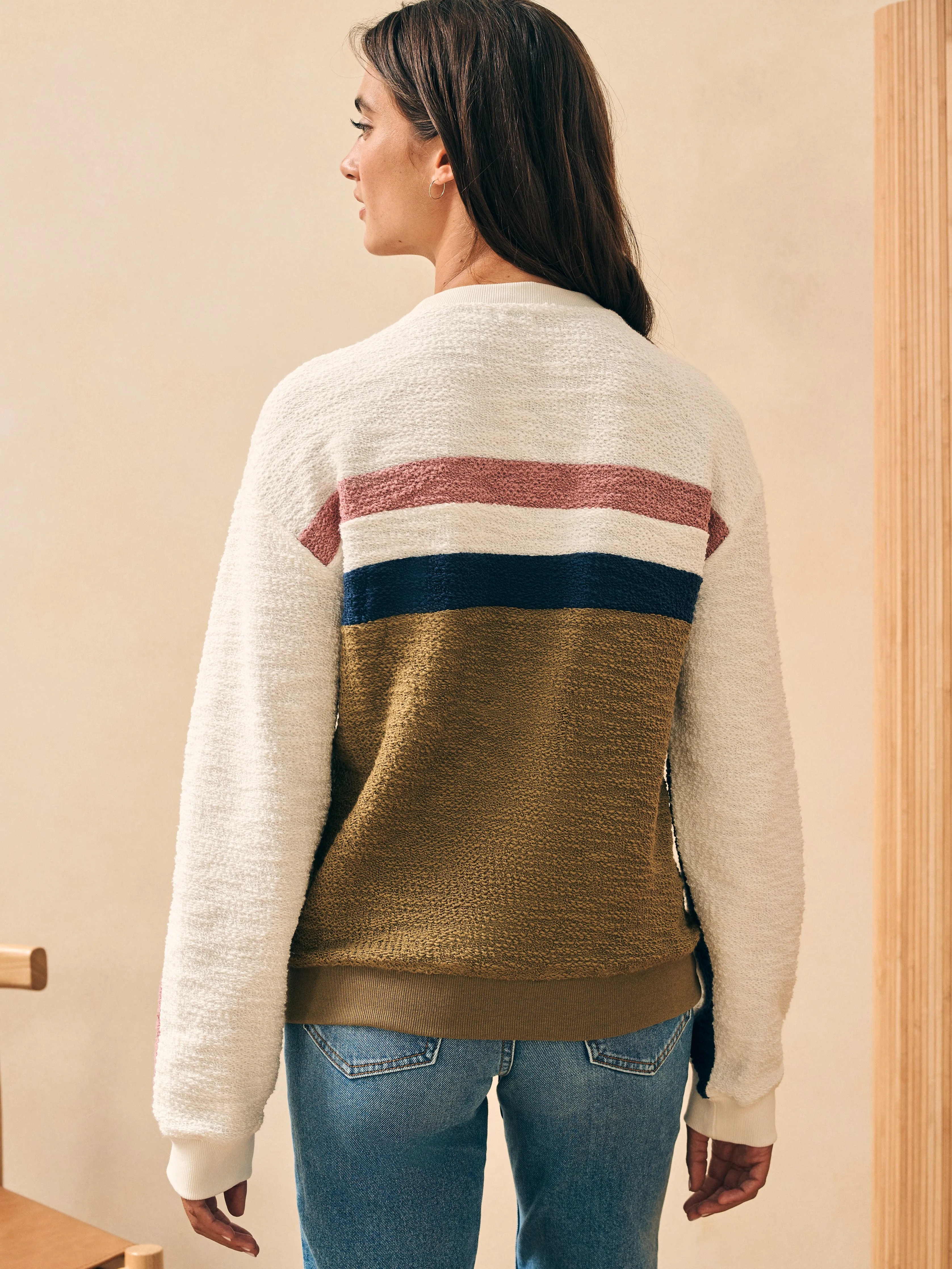 Vista Stripe Pullover - Military Olive Cream sold by Faherty product image thumbnail 4