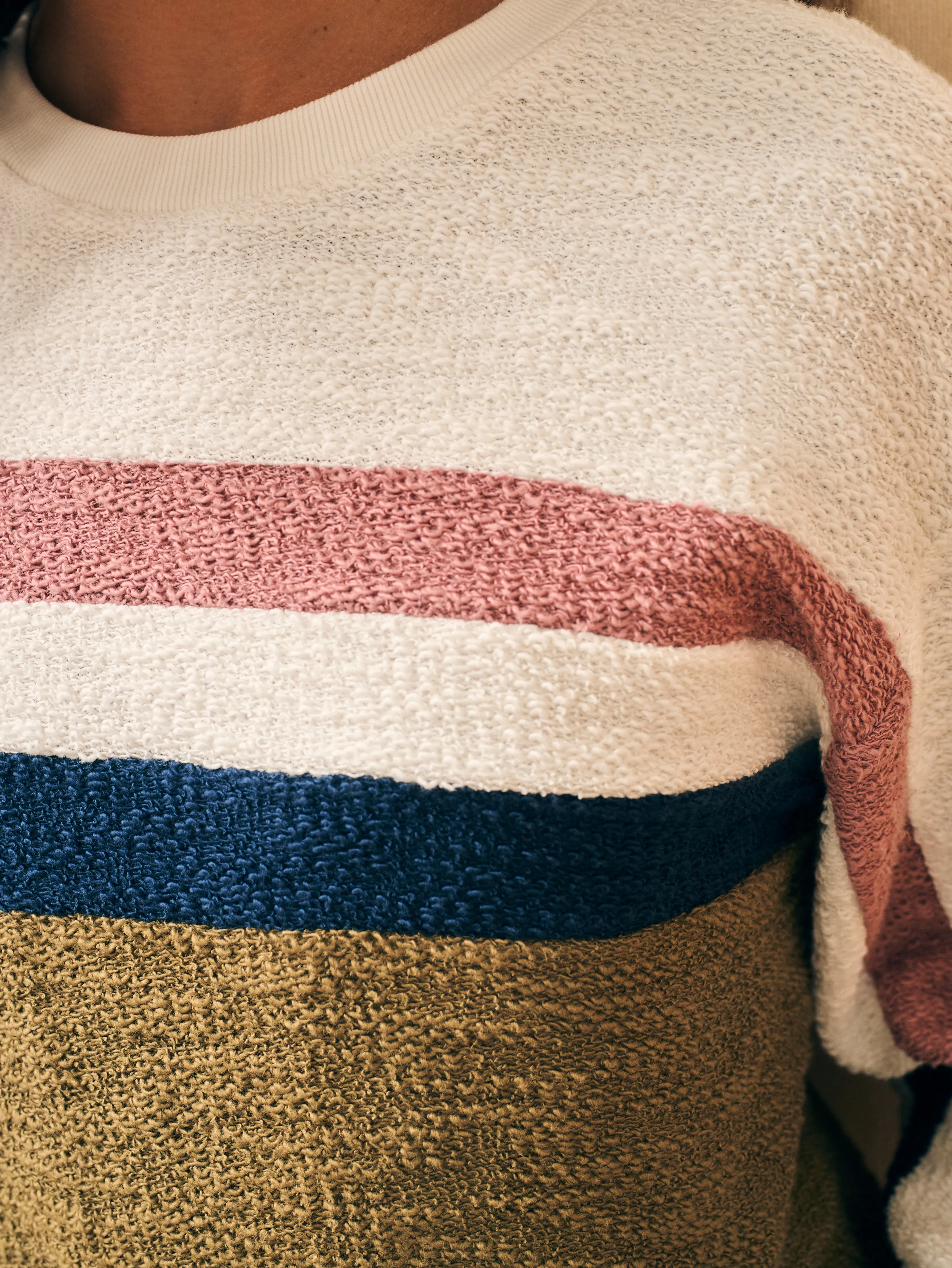 Vista Stripe Pullover - Military Olive Cream sold by Faherty product image thumbnail 2