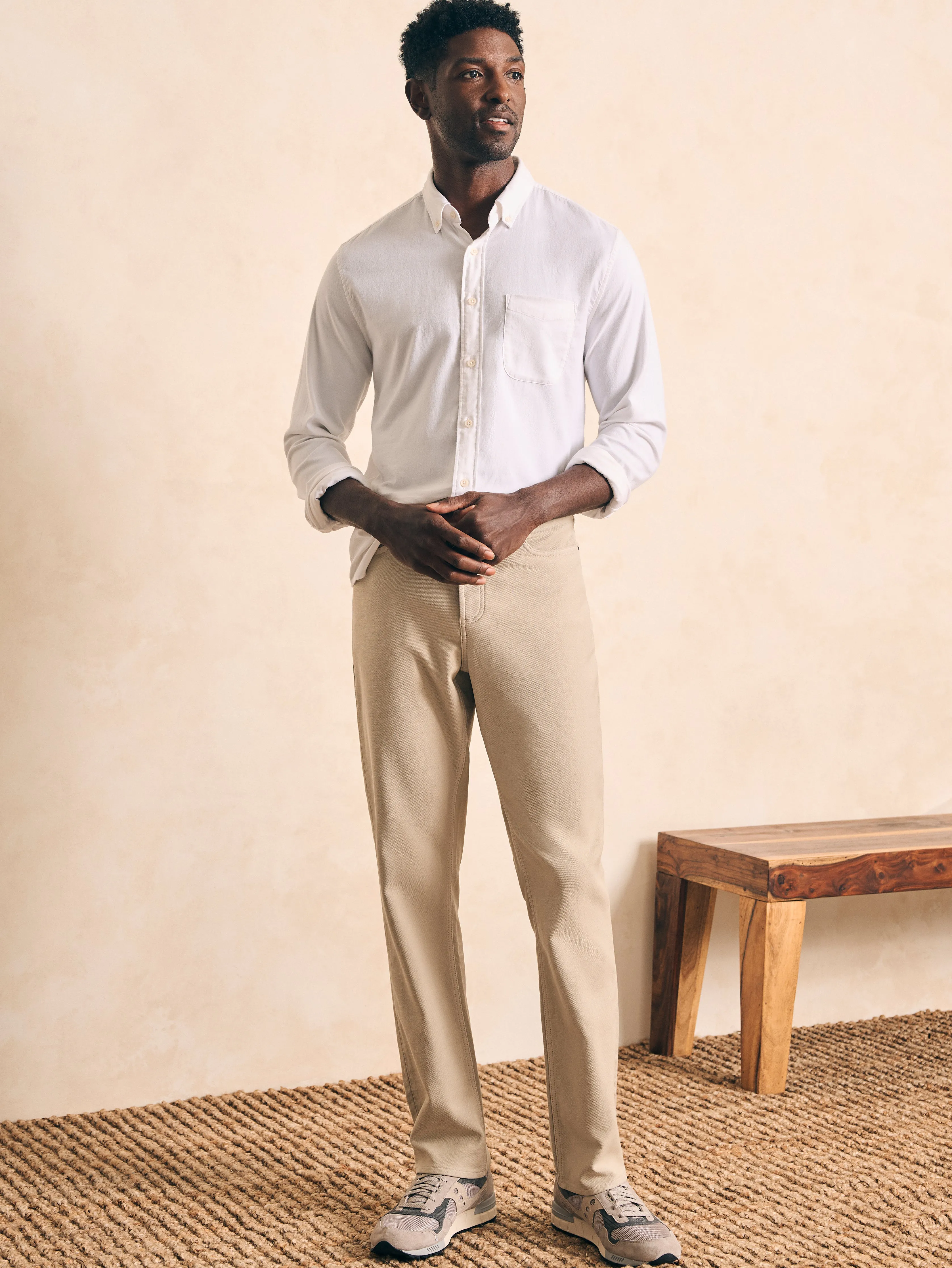 Stretch Terry 5-Pocket Athletic Fit Pant (34" Inseam) - Stone sold by Faherty product image thumbnail 2