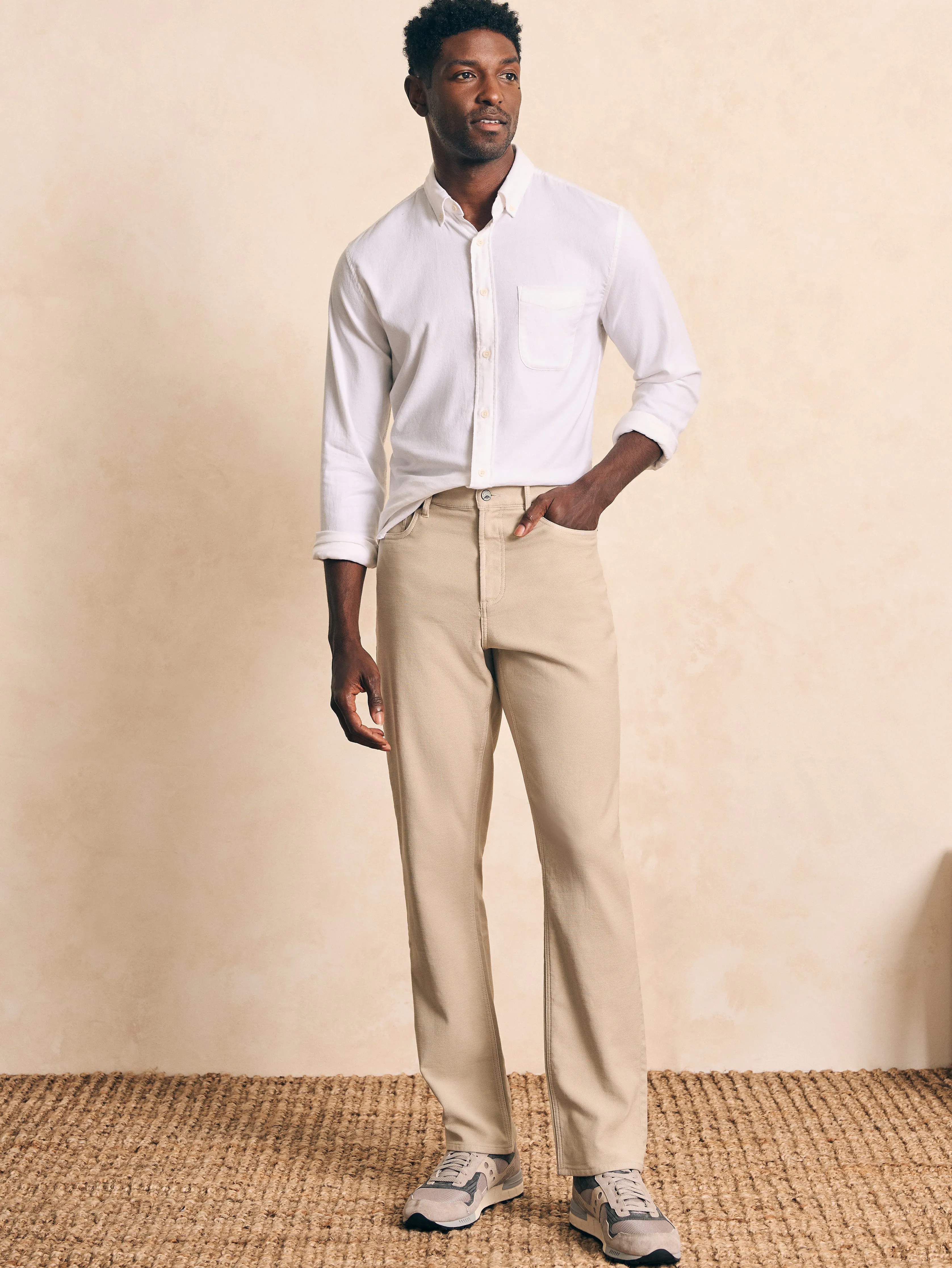 Stretch Terry 5-Pocket Athletic Fit Pant (34" Inseam) - Stone sold by Faherty product image thumbnail 3