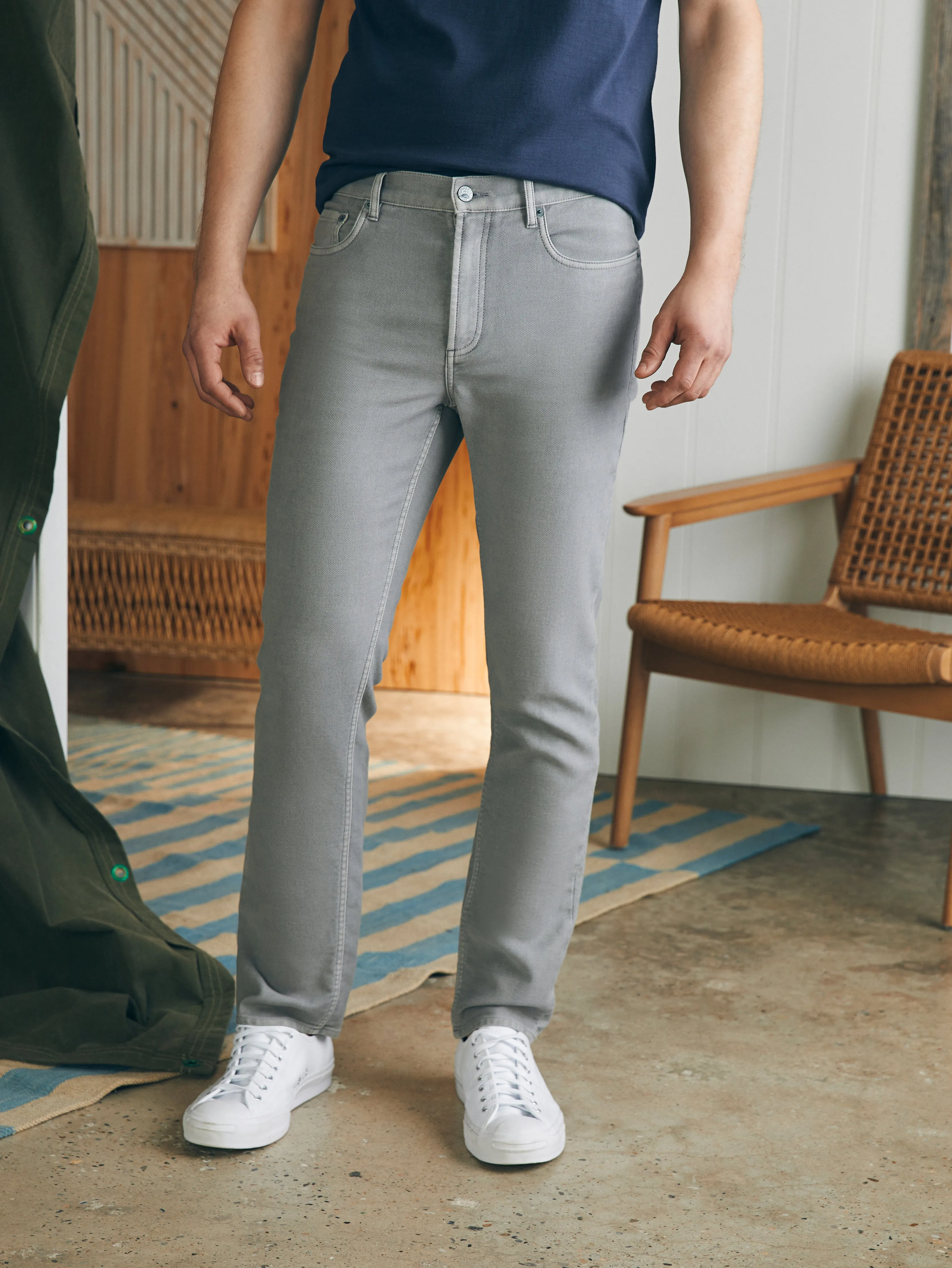 Stretch Terry 5-Pocket Pant (34" Inseam) - Iron sold by Faherty
