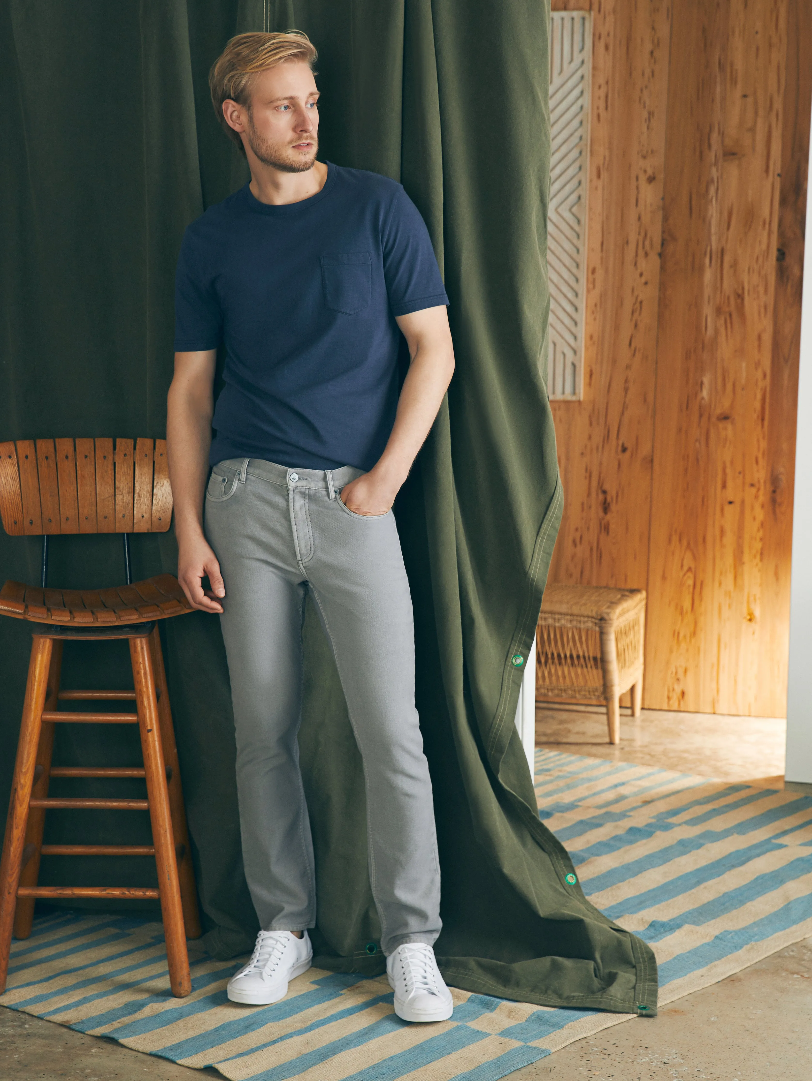 Stretch Terry 5-Pocket Pant (34" Inseam) - Iron sold by Faherty product image thumbnail 3