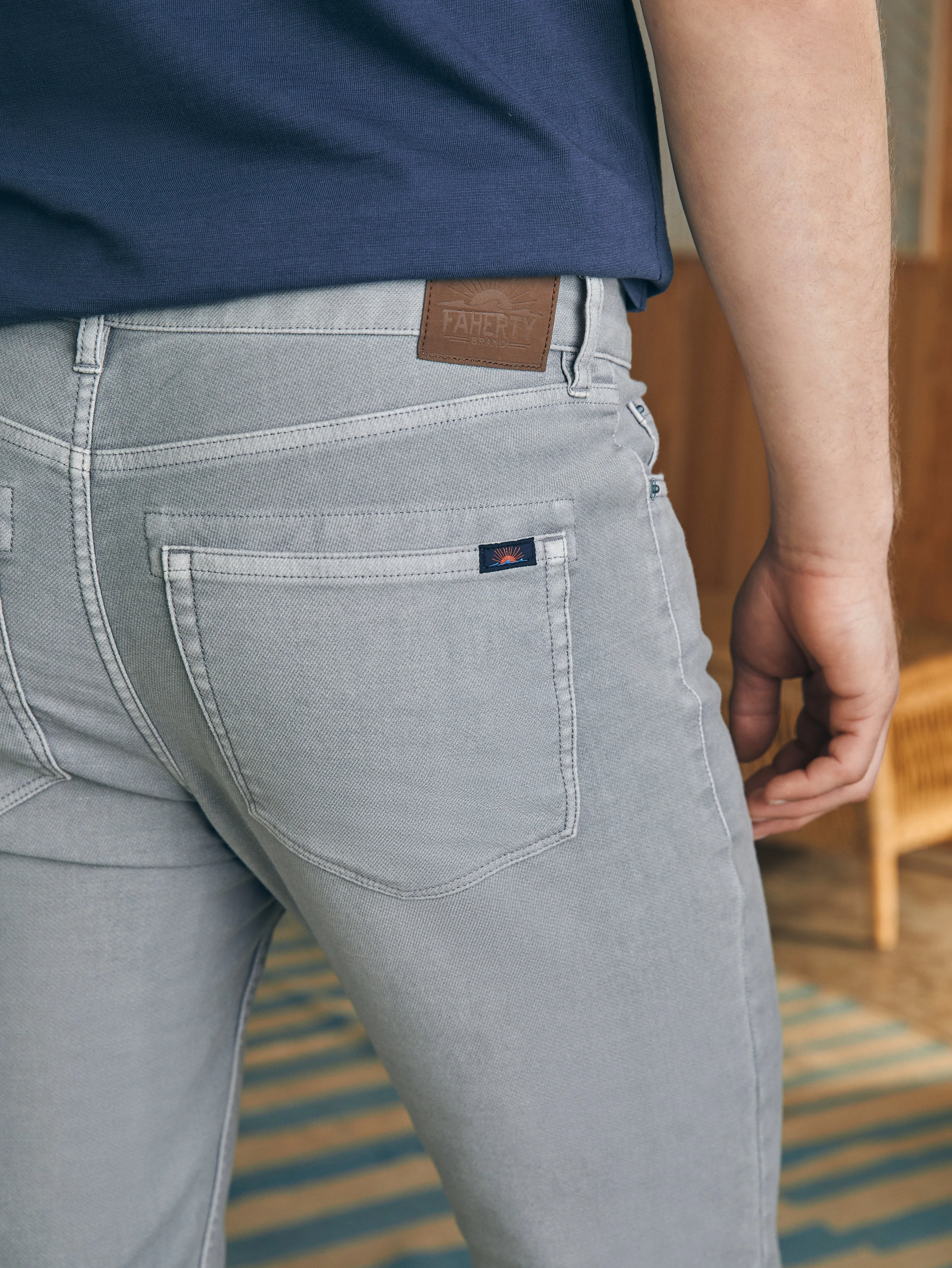 Stretch Terry 5-Pocket Pant (34" Inseam) - Iron sold by Faherty product image thumbnail 4