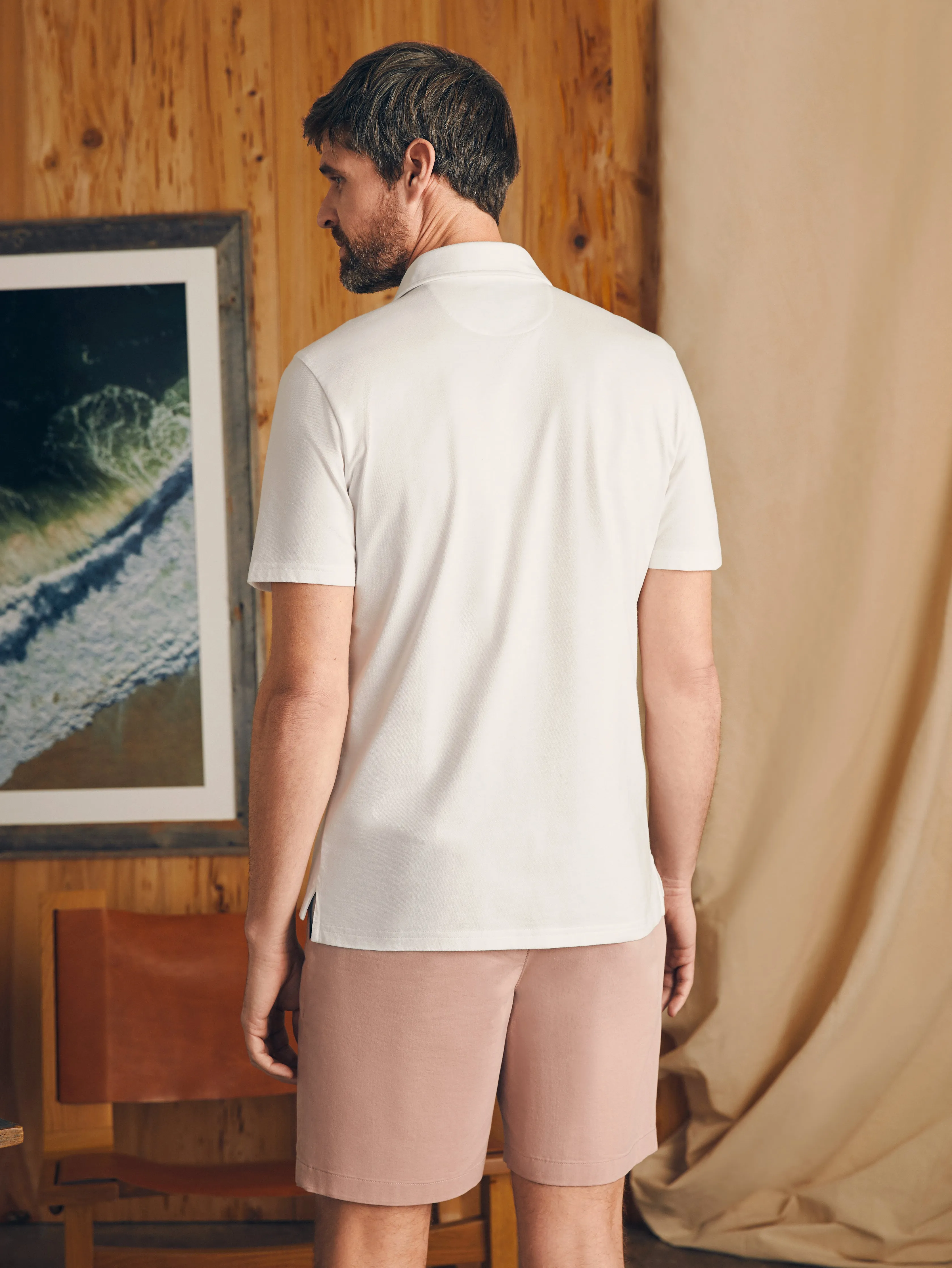 Movement™ Short-Sleeve Pique Polo Shirt (Tall) - Pure White sold by Faherty product image thumbnail 5