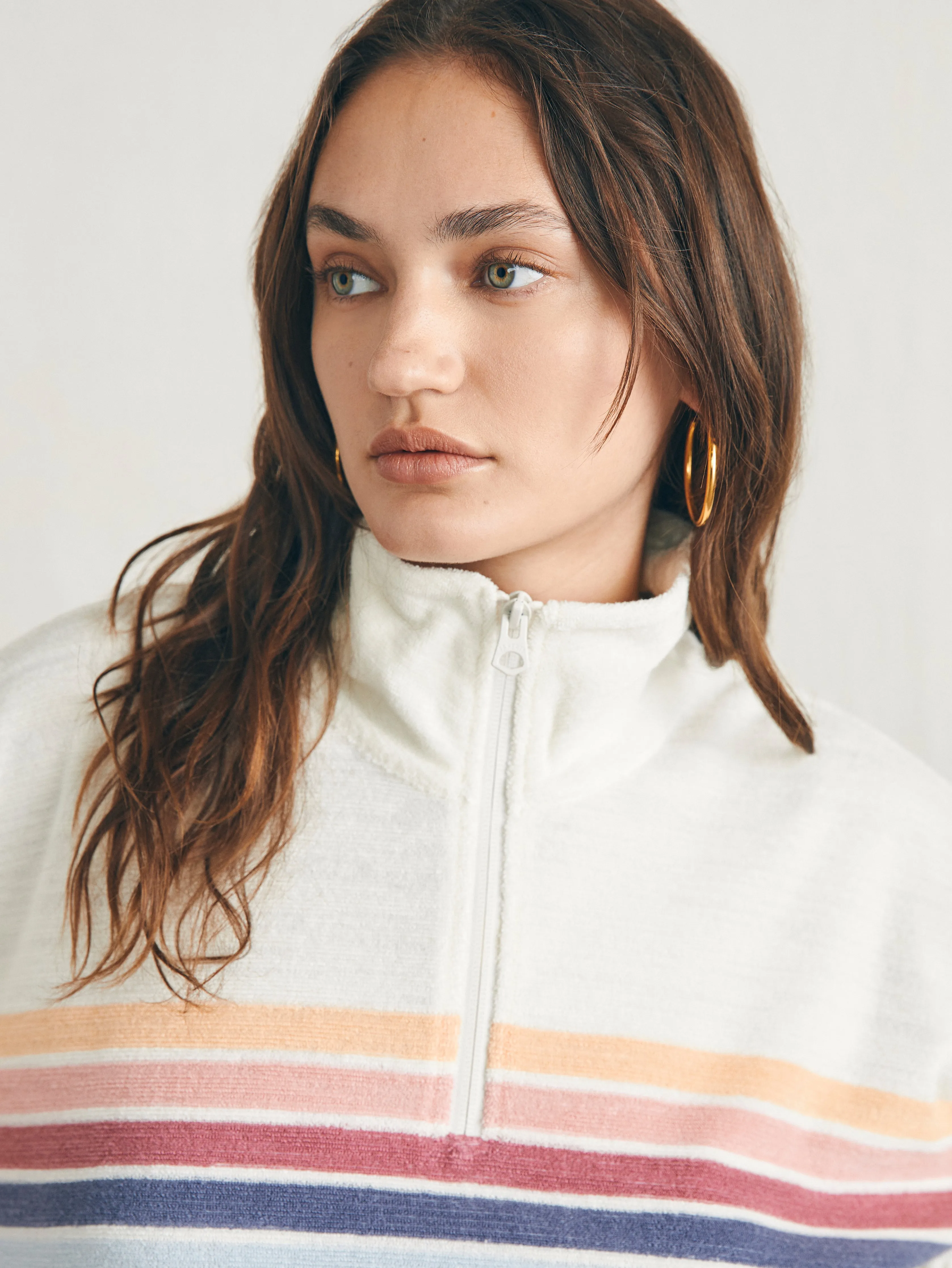 Cabana Towel Terry Quarter Zip - Seacoast Skyline Stripe sold by Faherty product image thumbnail 4