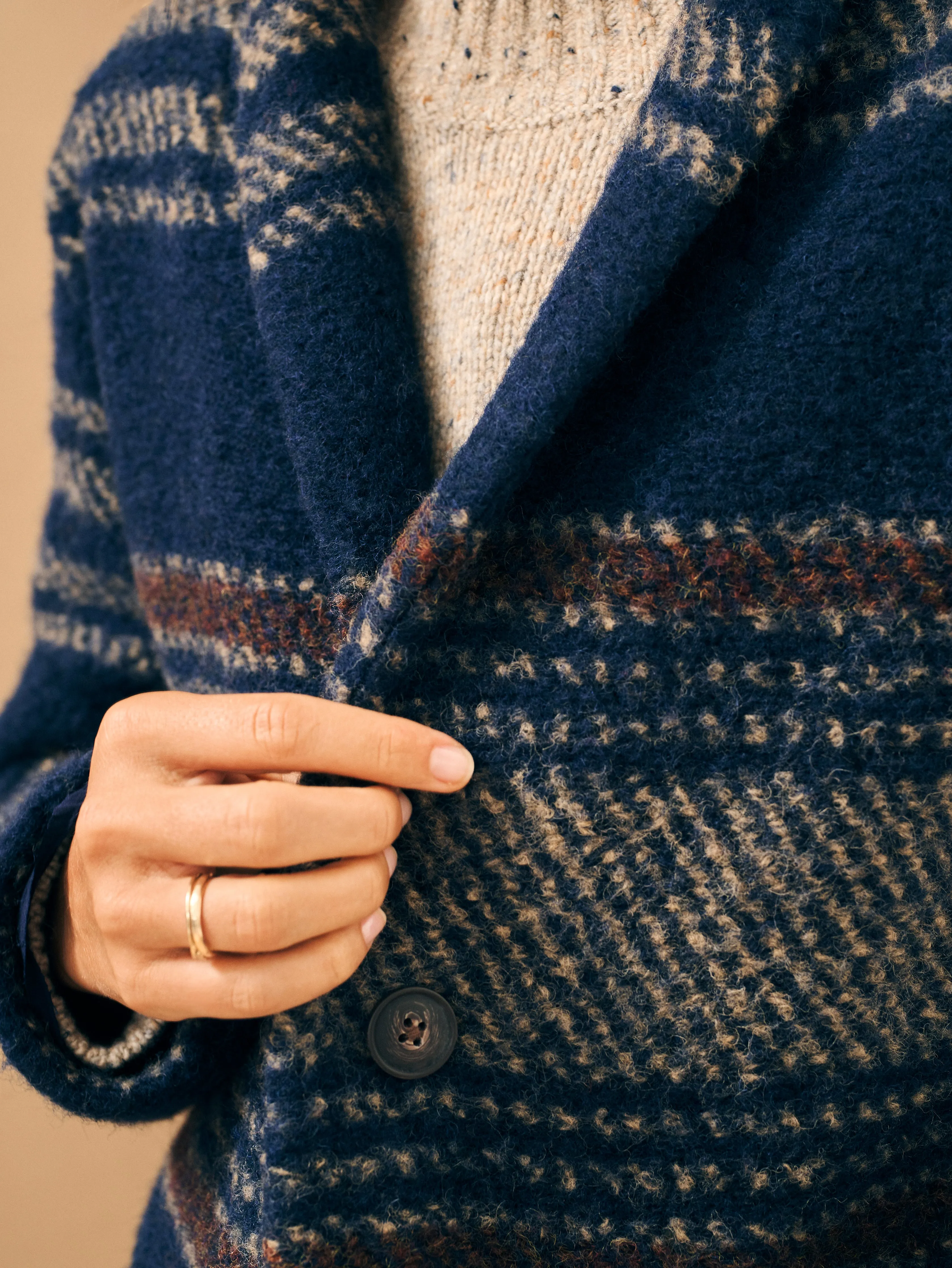 Kiah Coat - Navy Stripe sold by Faherty product image thumbnail 4