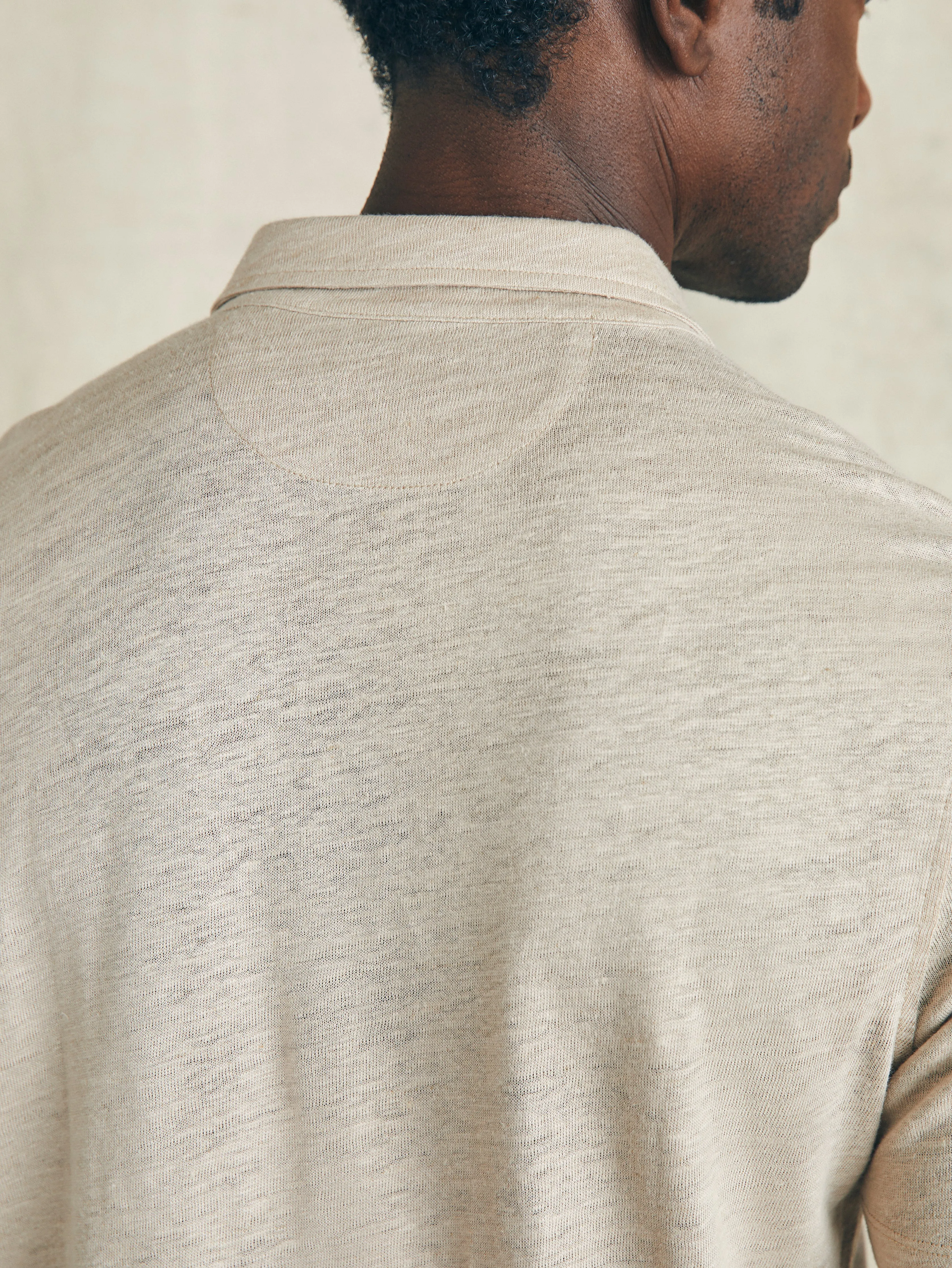 Short-Sleeve Linen Polo - Natural sold by Faherty product image thumbnail 5