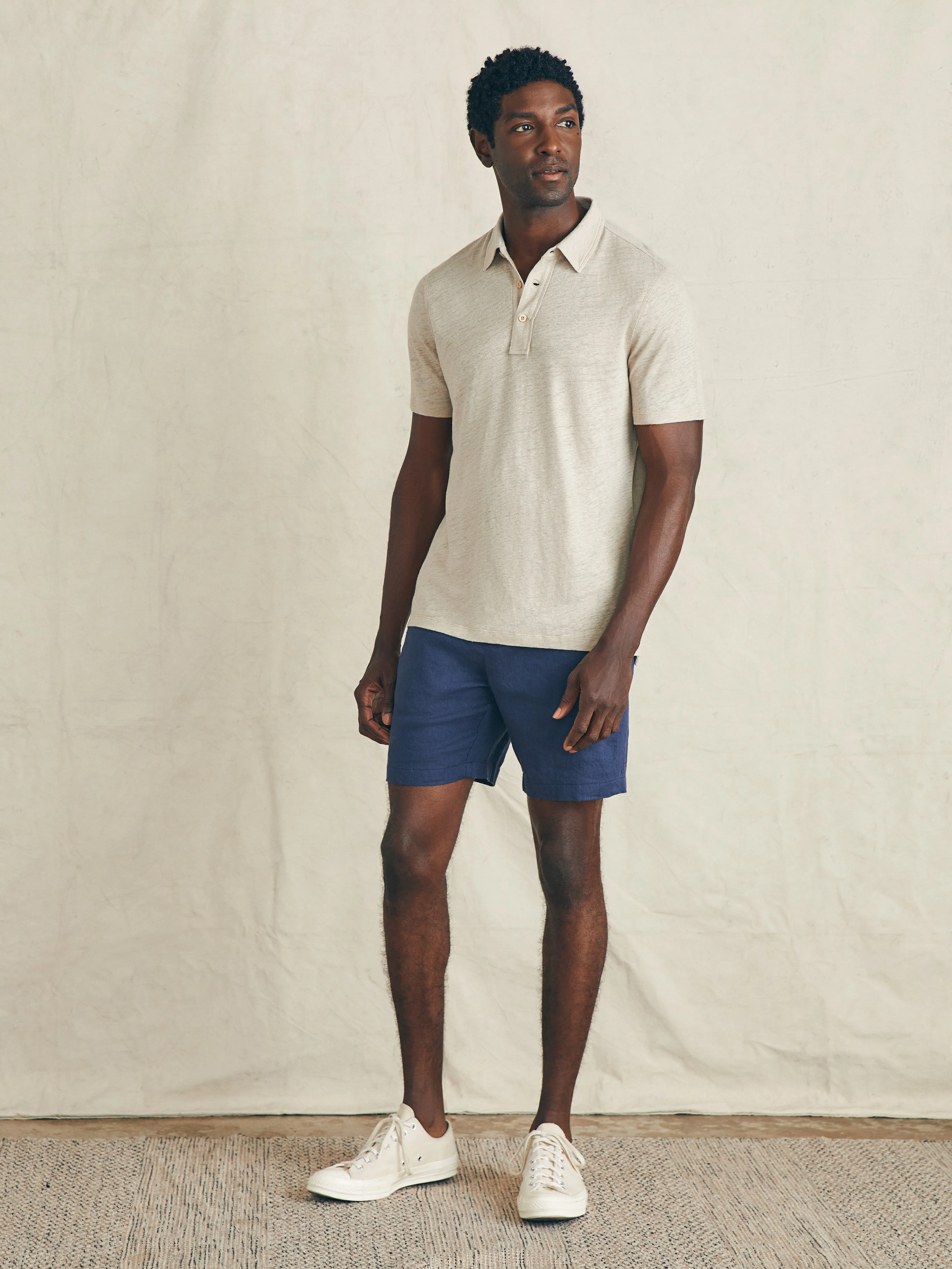 Short-Sleeve Linen Polo - Natural sold by Faherty product image thumbnail 3