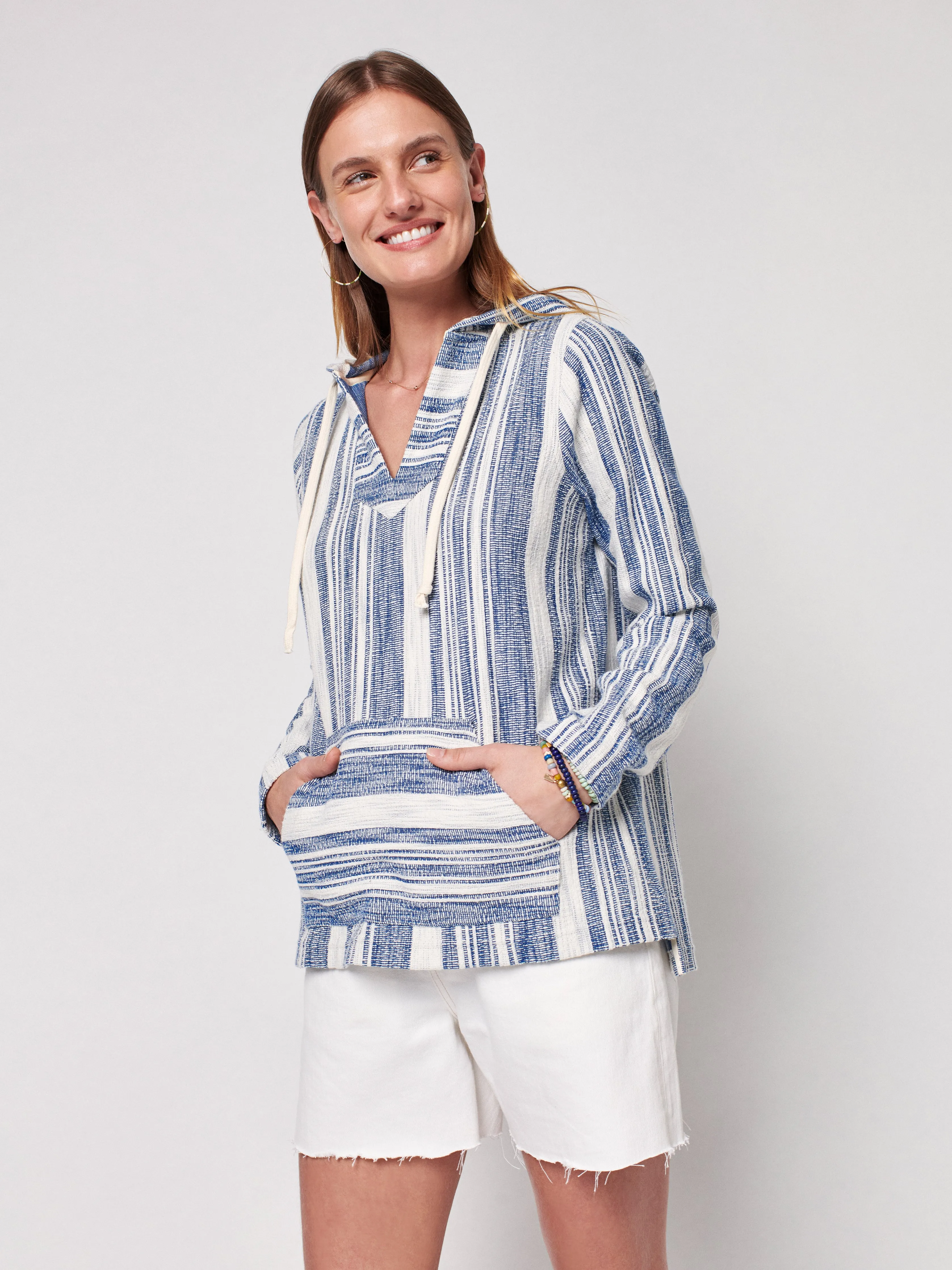 Islet Knit Hoodie - Blue Elkin Stripe sold by Faherty product image thumbnail 2