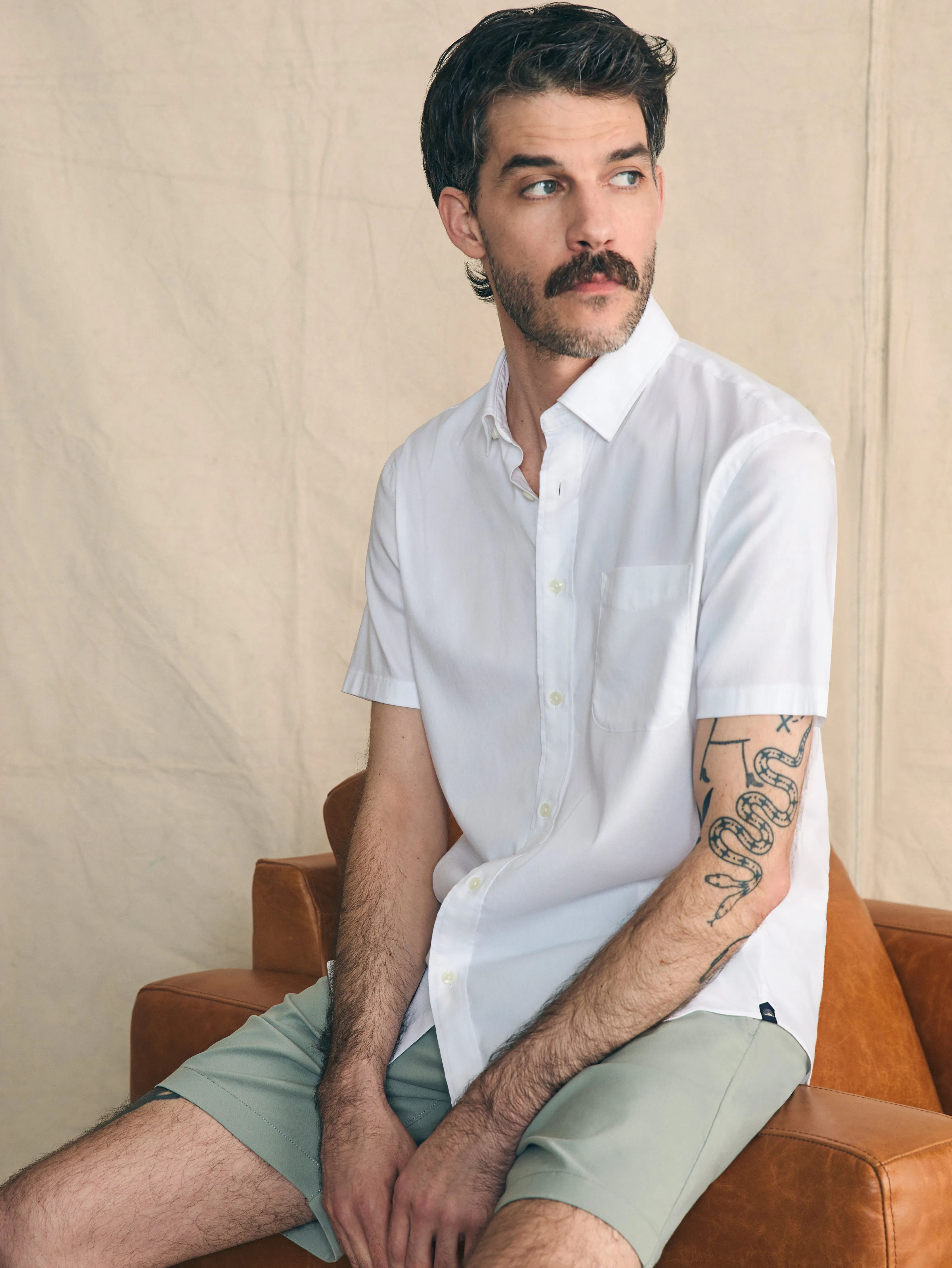 Movement™ Short-Sleeve Shirt - Cloud White sold by Faherty product image thumbnail 2