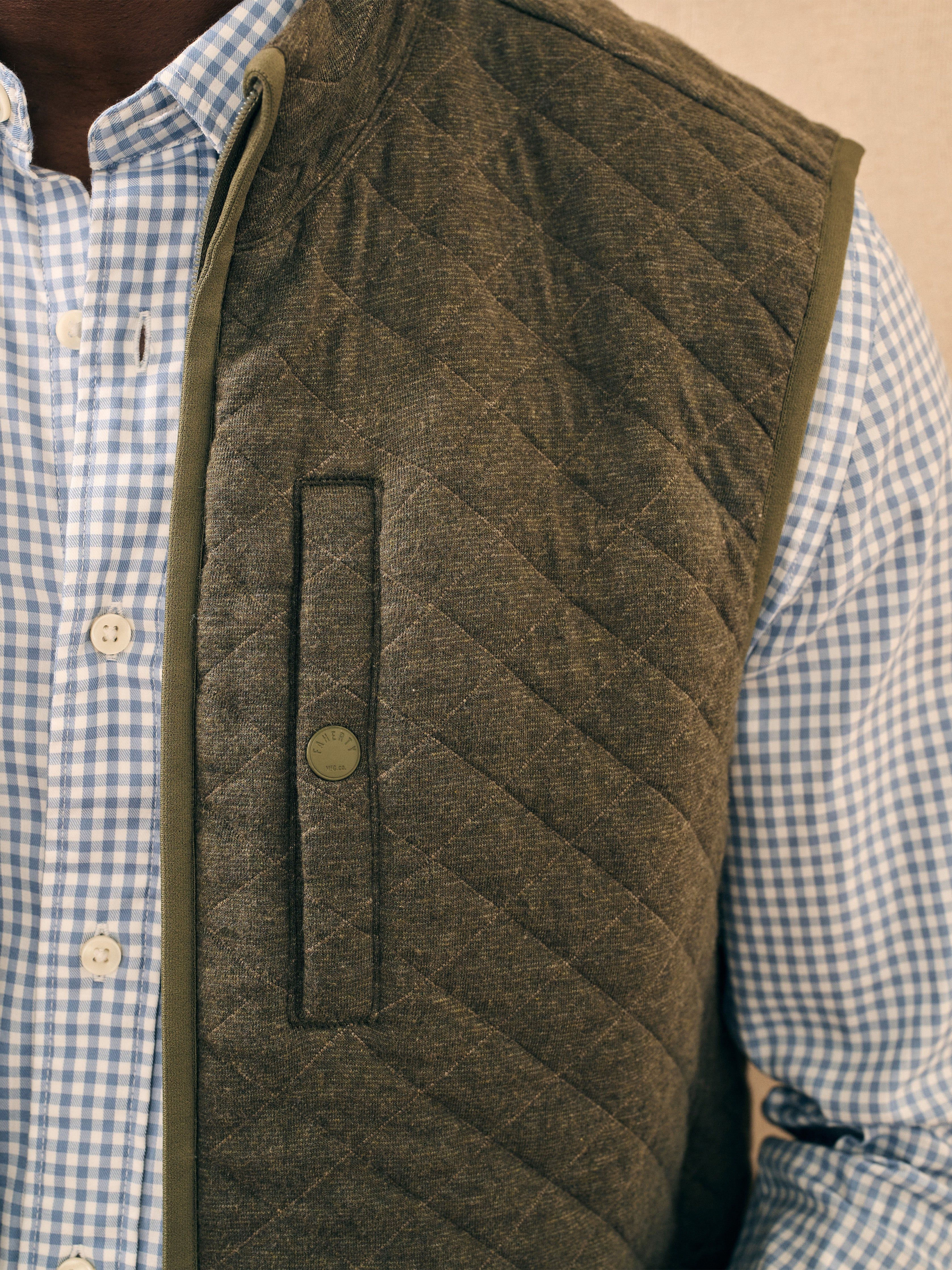 Epic Quilted Fleece Vest - Olive Melange sold by Faherty product image thumbnail 4