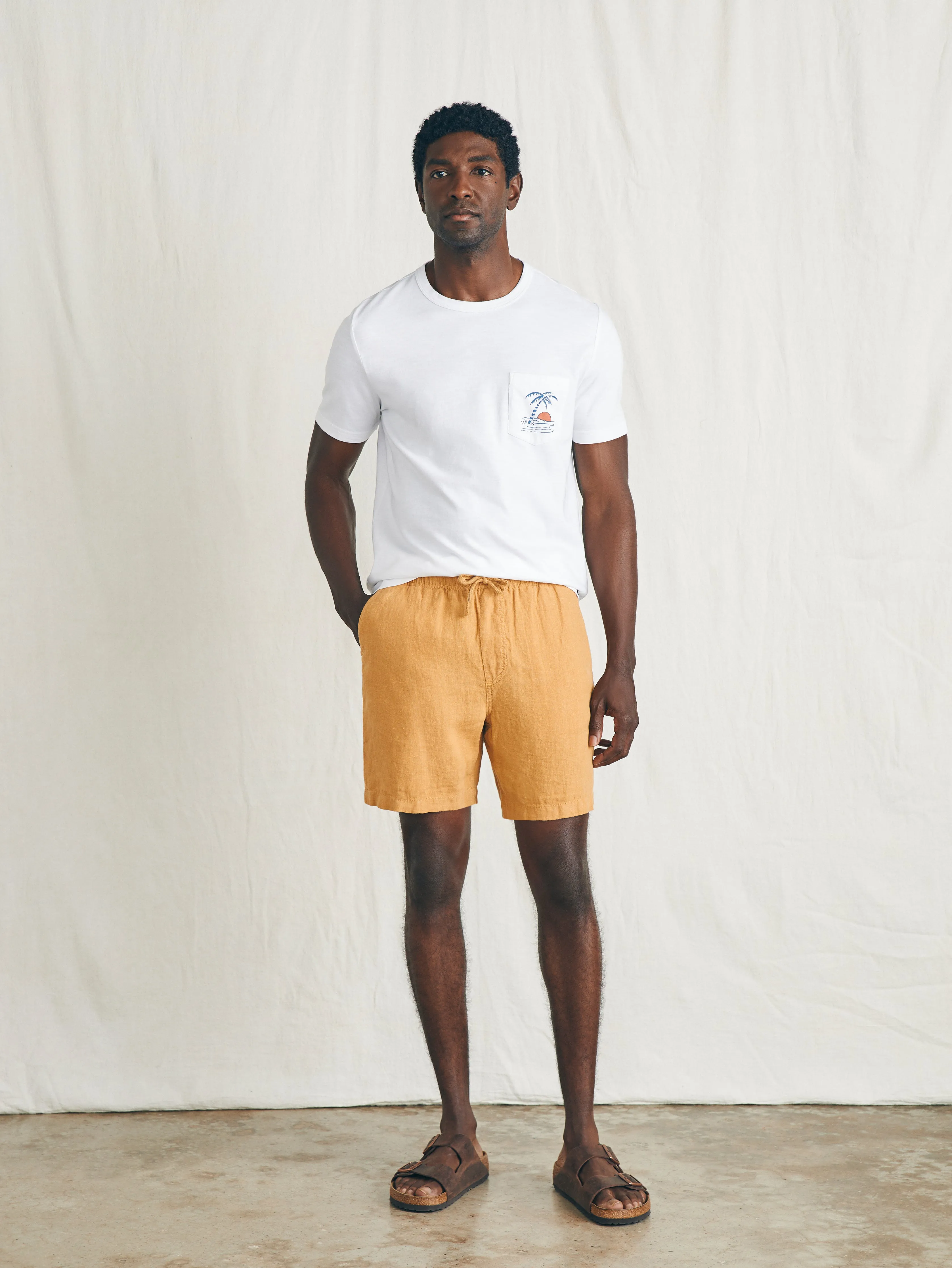 Essential Linen Short (6.5" Inseam) - Sunset Gold sold by Faherty product image thumbnail 3