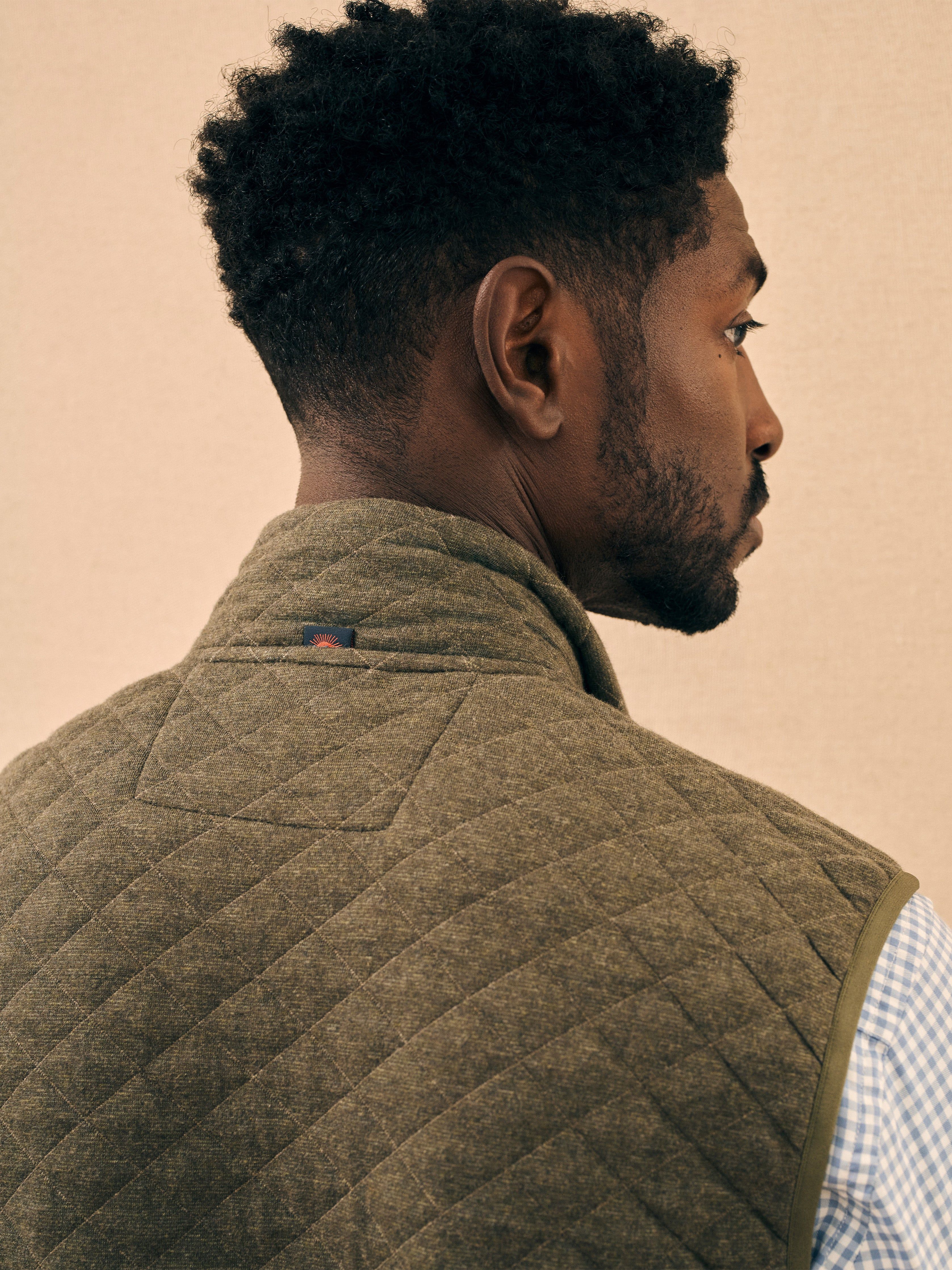 Epic Quilted Fleece Vest - Olive Melange sold by Faherty product image thumbnail 5