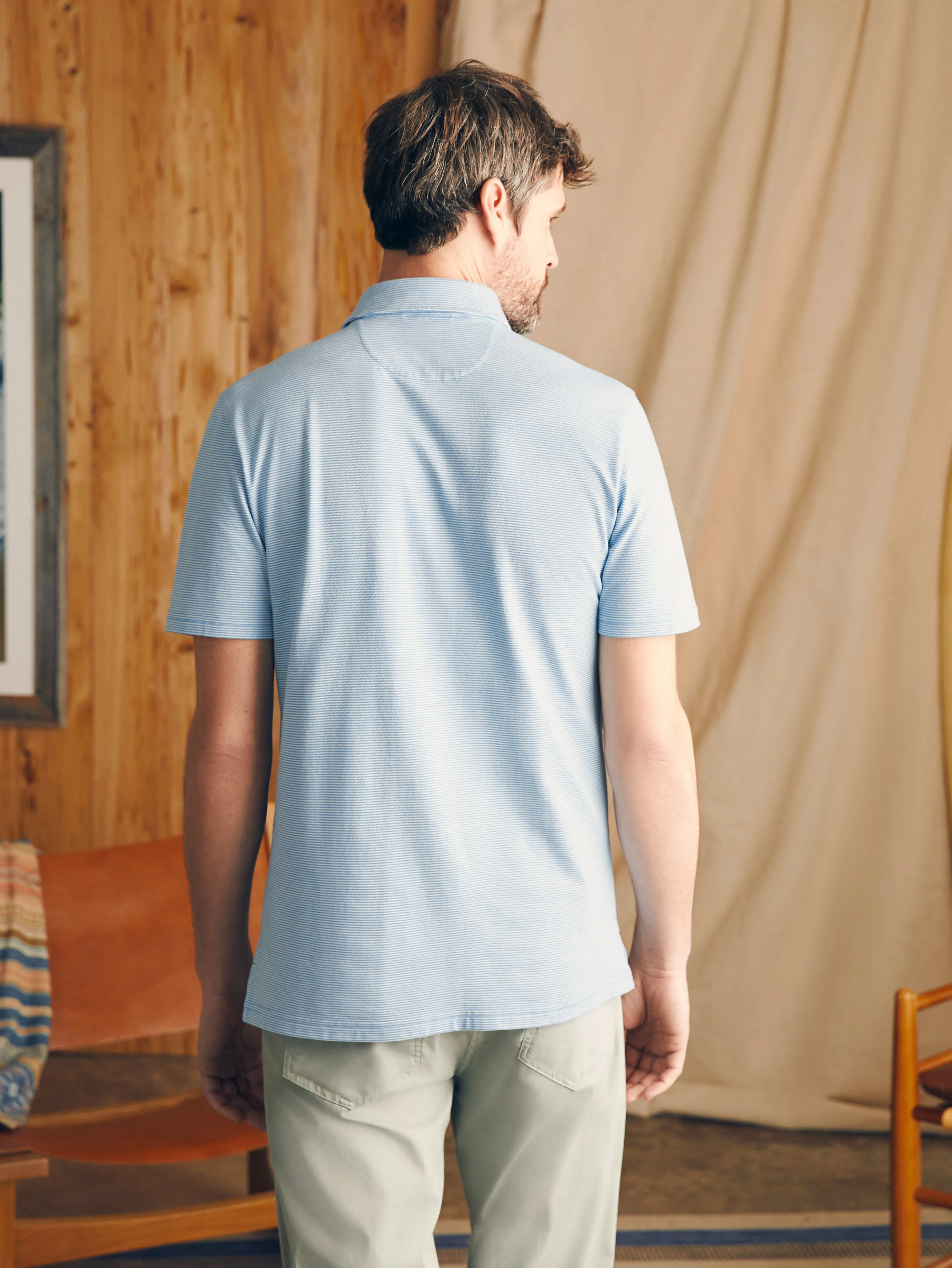 Movement™ Short-Sleeve Pique Polo Shirt (Tall) - Clean Lake Feeder sold by Faherty product image thumbnail 5