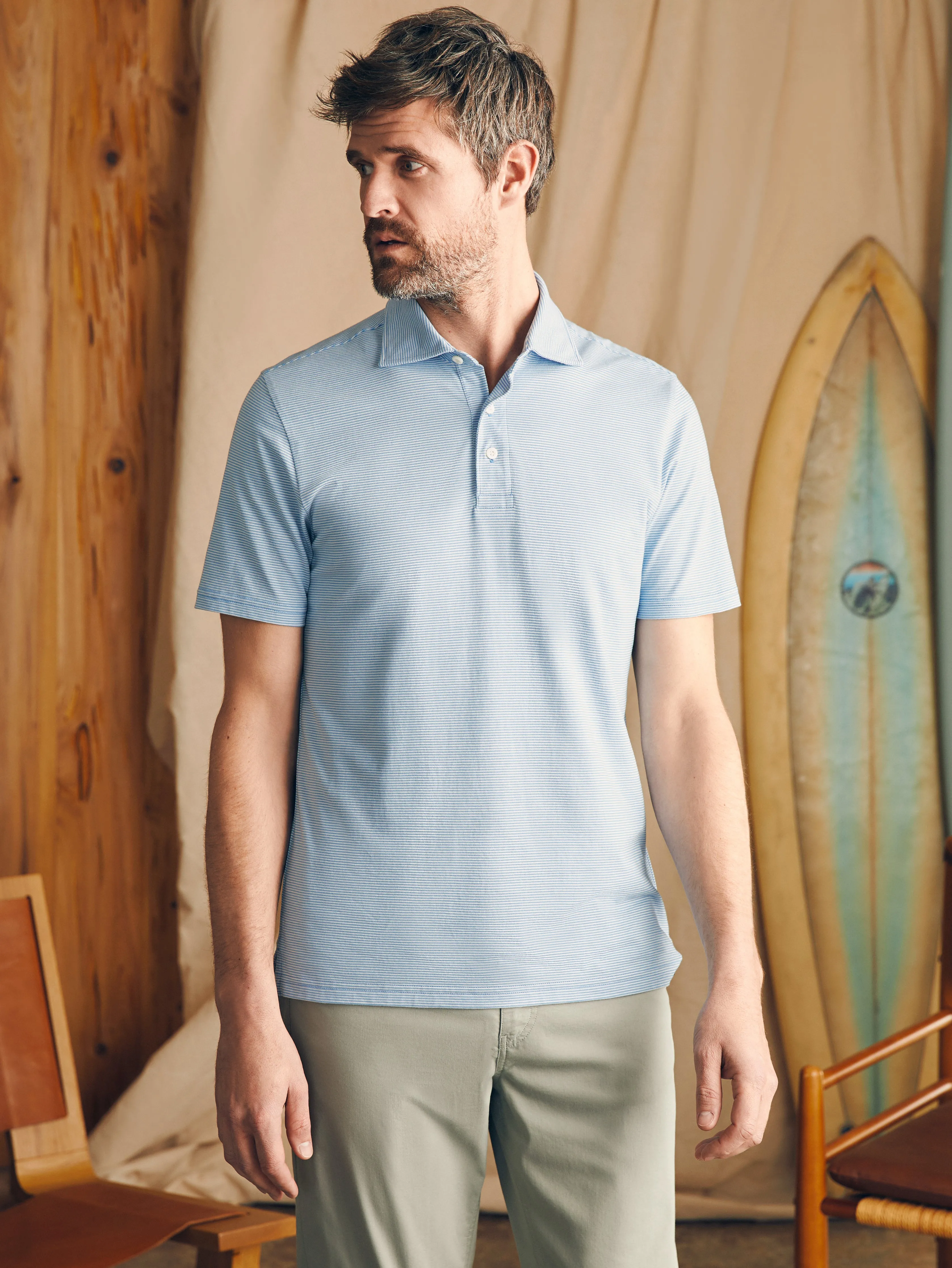 Movement™ Short-Sleeve Pique Polo Shirt (Tall) - Clean Lake Feeder sold by Faherty product image thumbnail 3