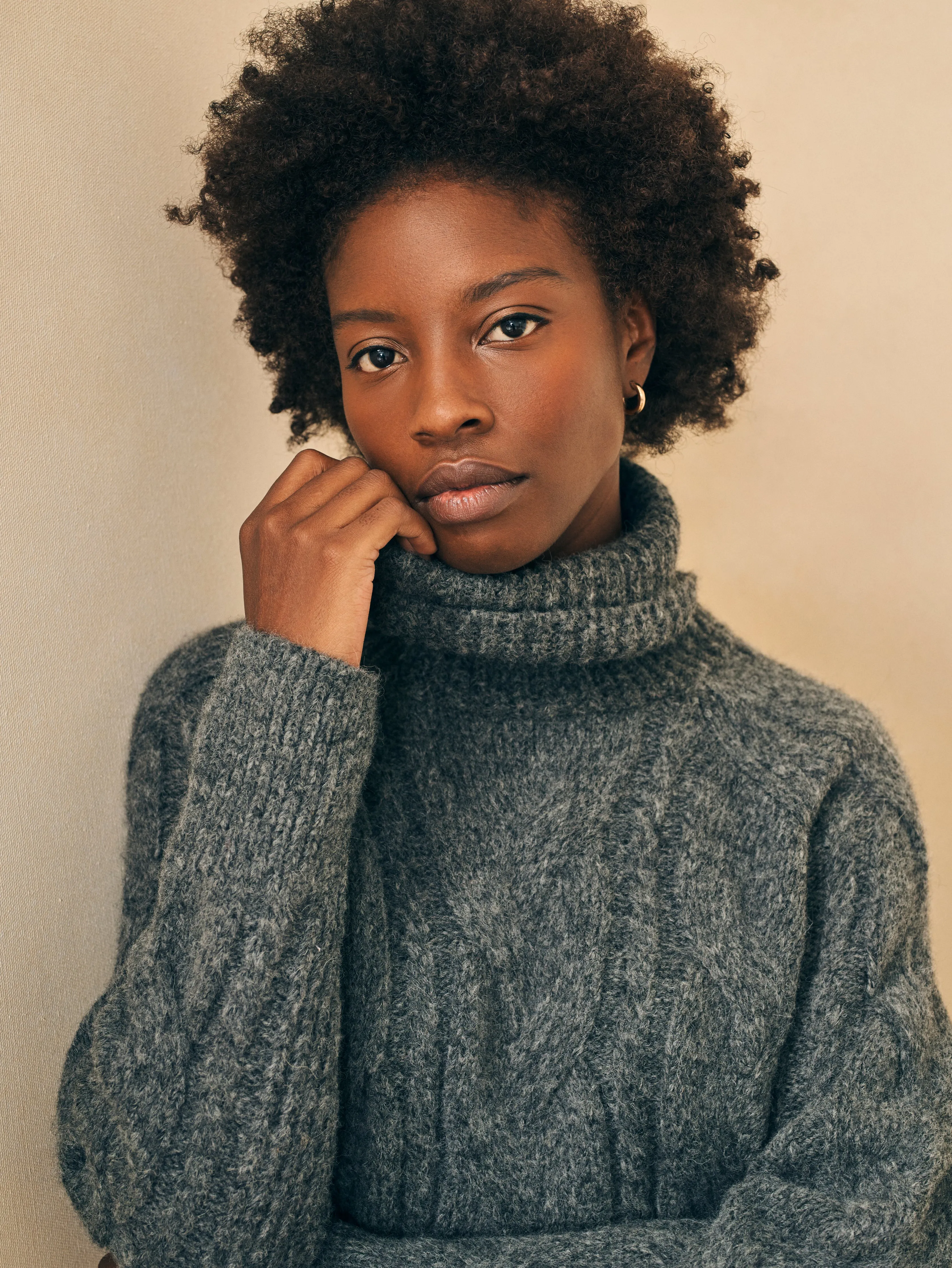 Frost Cable Turtleneck - Charcoal sold by Faherty product image thumbnail 2