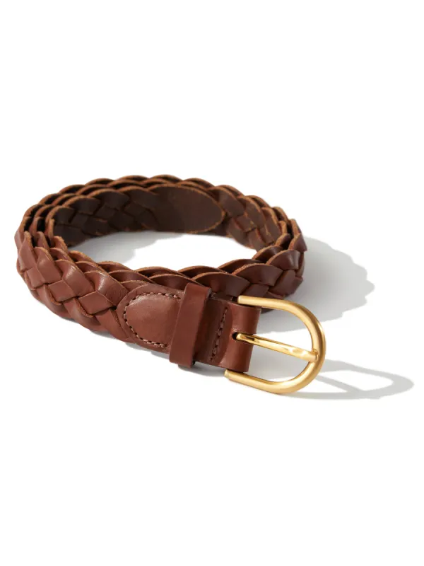 Braided Leather Belt - Brown sold by Faherty