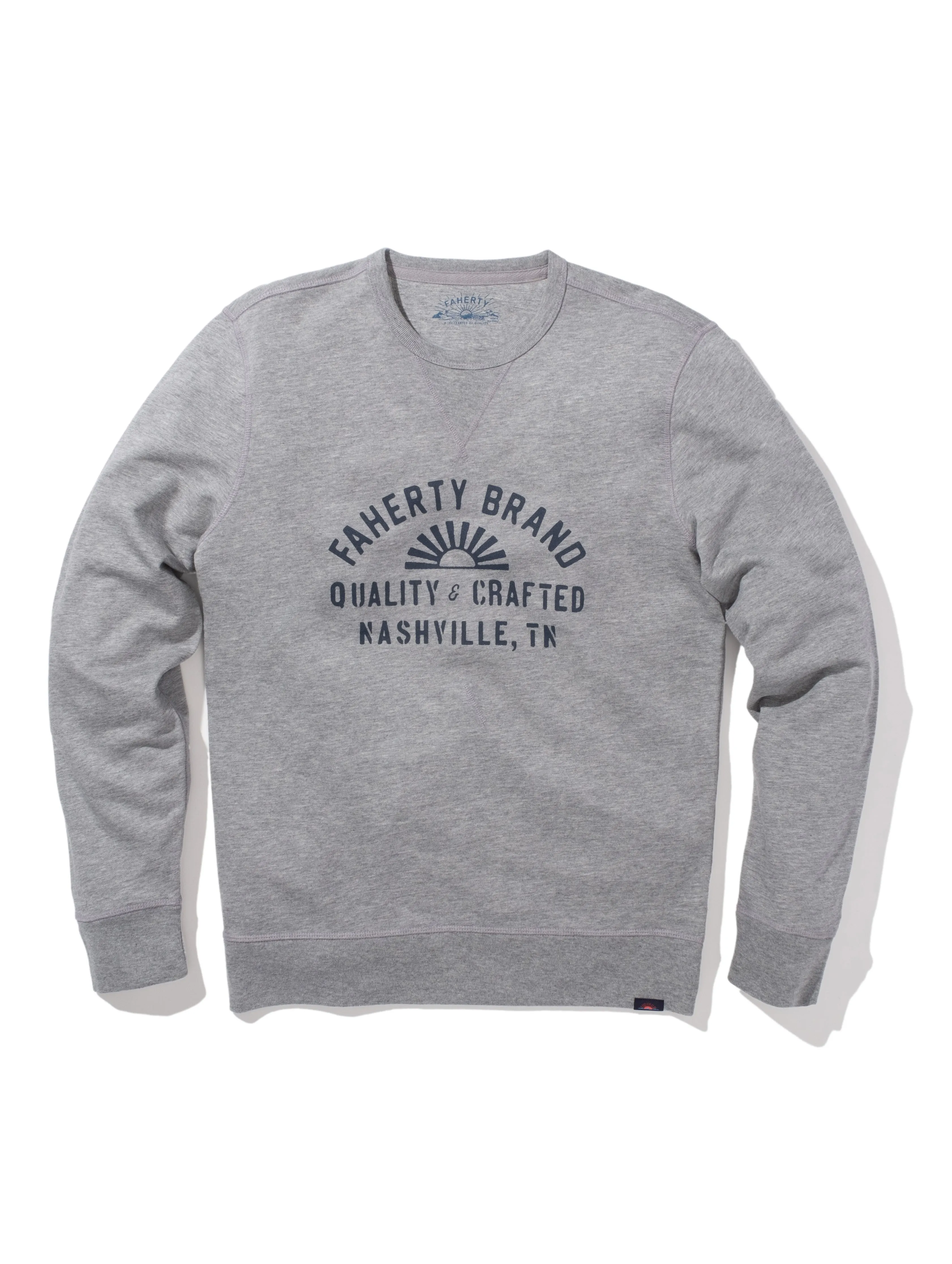 Nashville Long-Sleeve Terry Crewneck - Grey Heather sold by Faherty