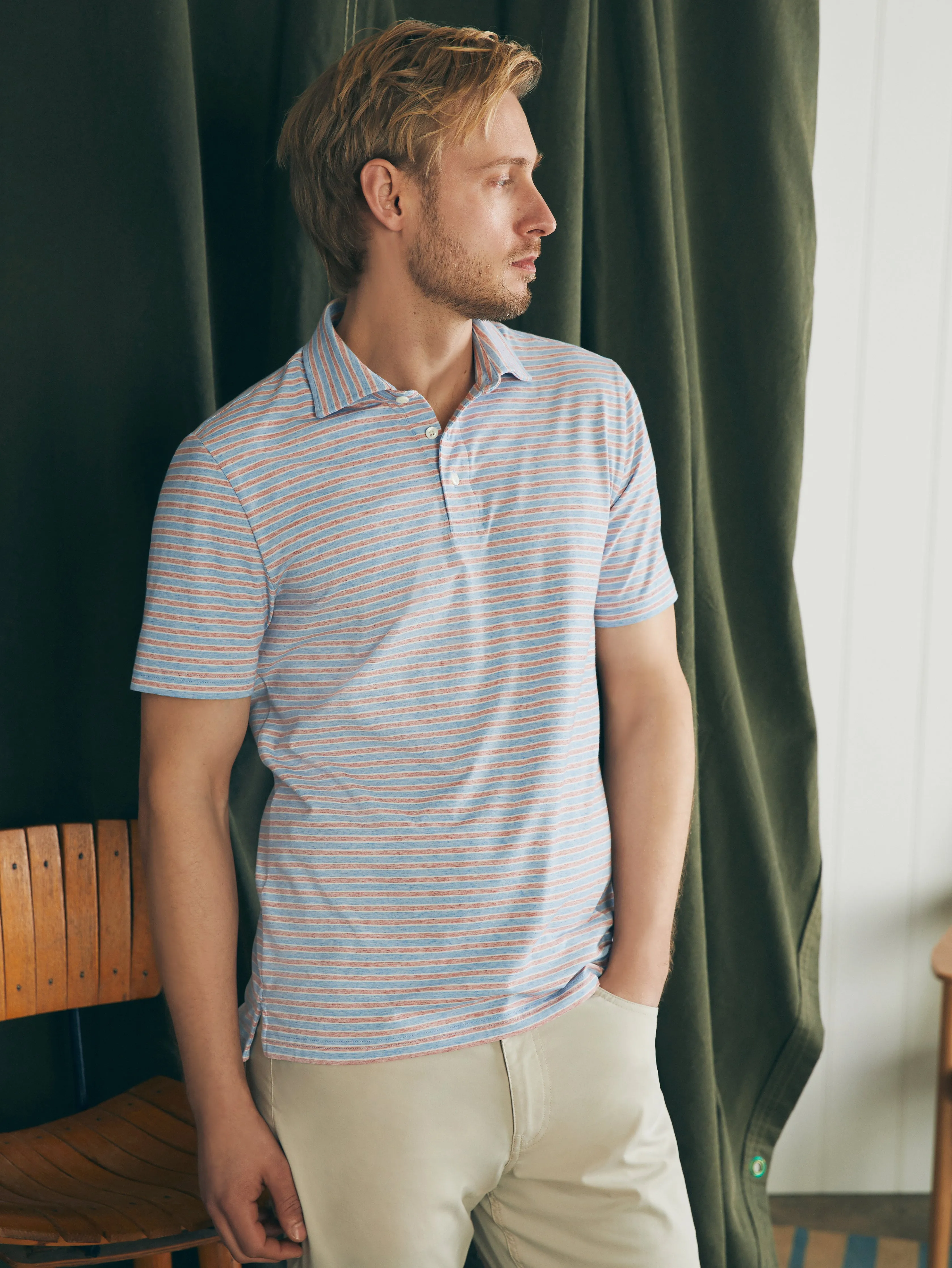 Short-Sleeve Movement™ Polo Shirt - Horizon Line Stripe sold by Faherty product image thumbnail 4