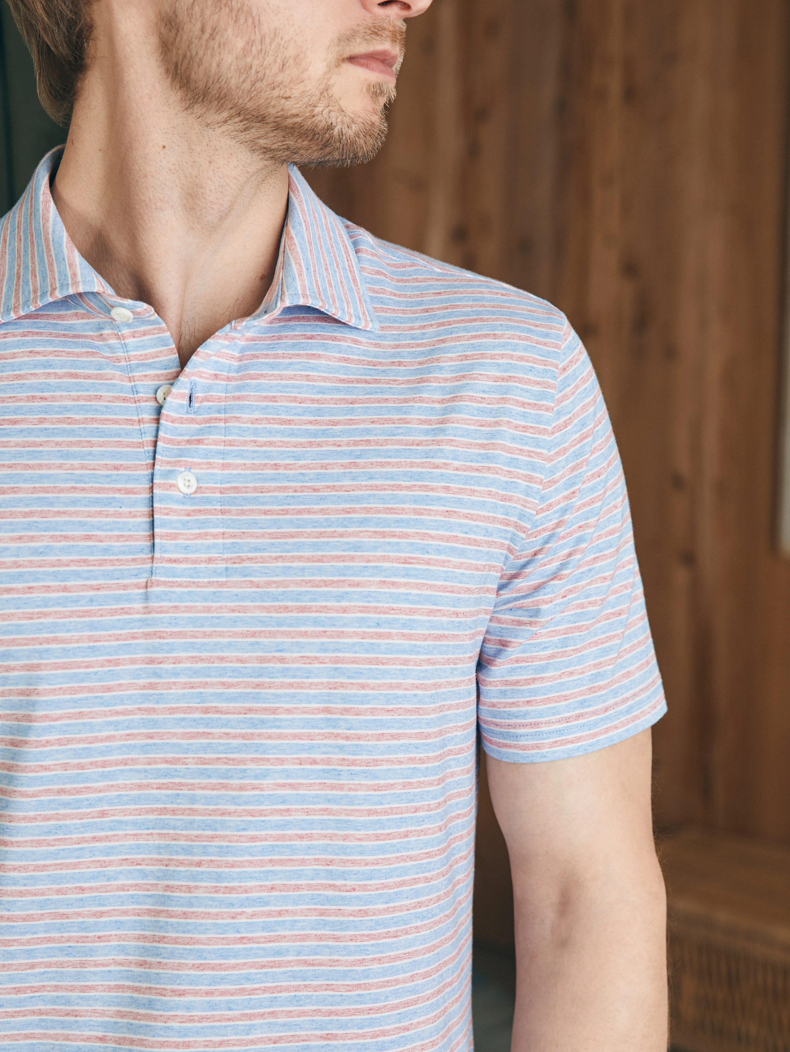 Short-Sleeve Movement™ Polo Shirt - Horizon Line Stripe sold by Faherty product image thumbnail 2