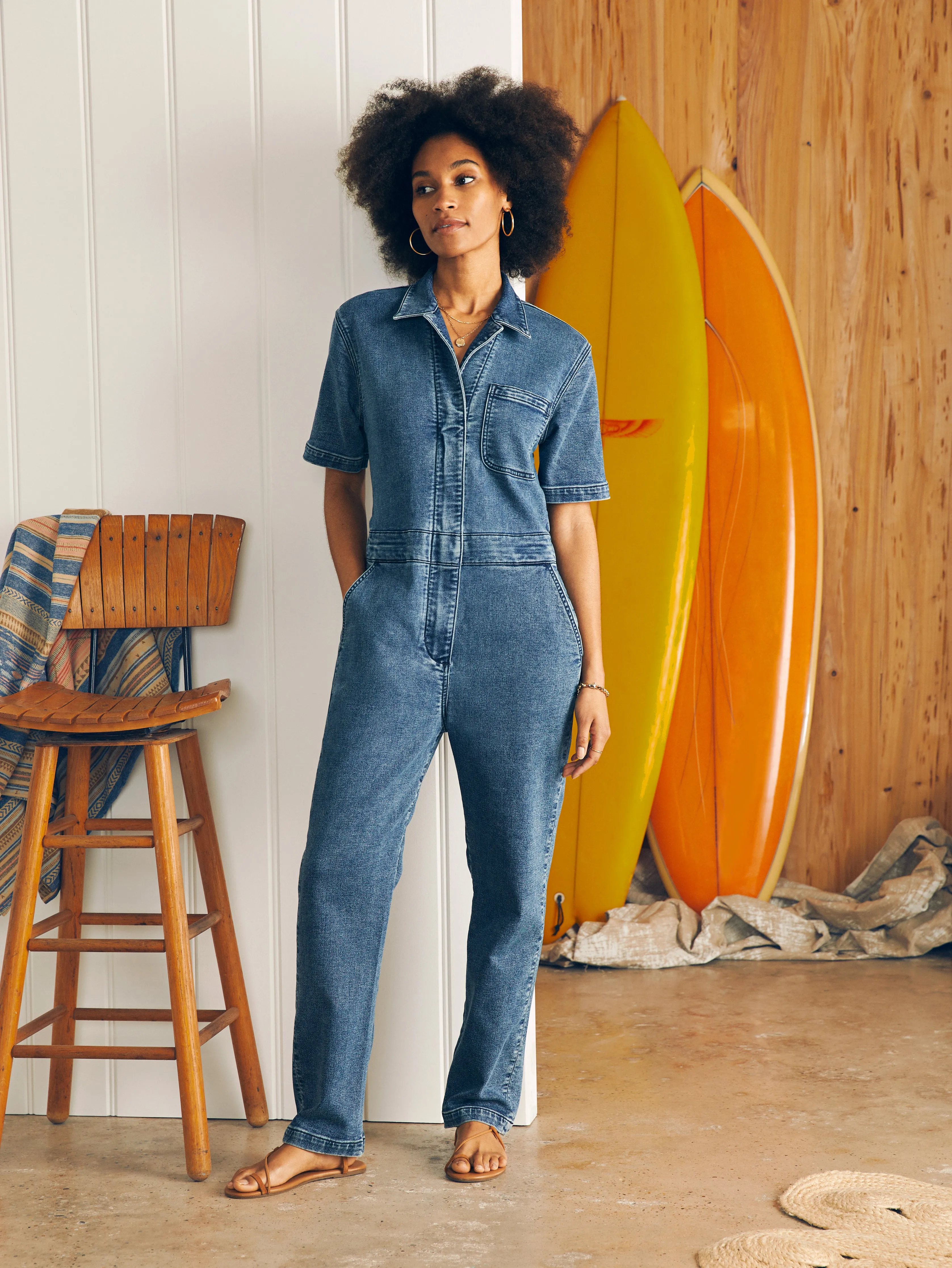 Stretch Terry Blythe Jumpsuit - Riverton sold by Faherty