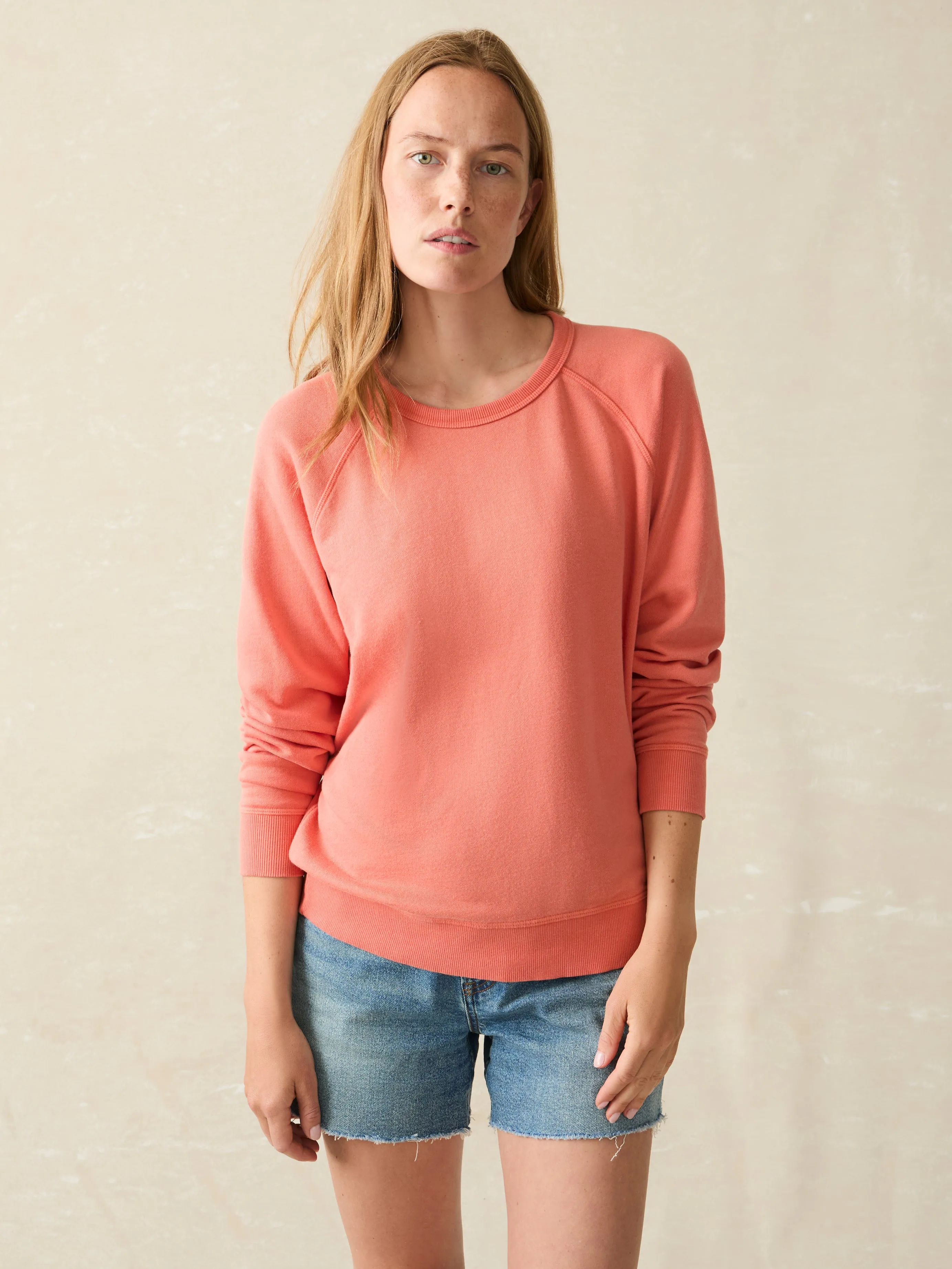 Coastal Cloud Cotton Crew - Hot Coral sold by Faherty product image thumbnail 3
