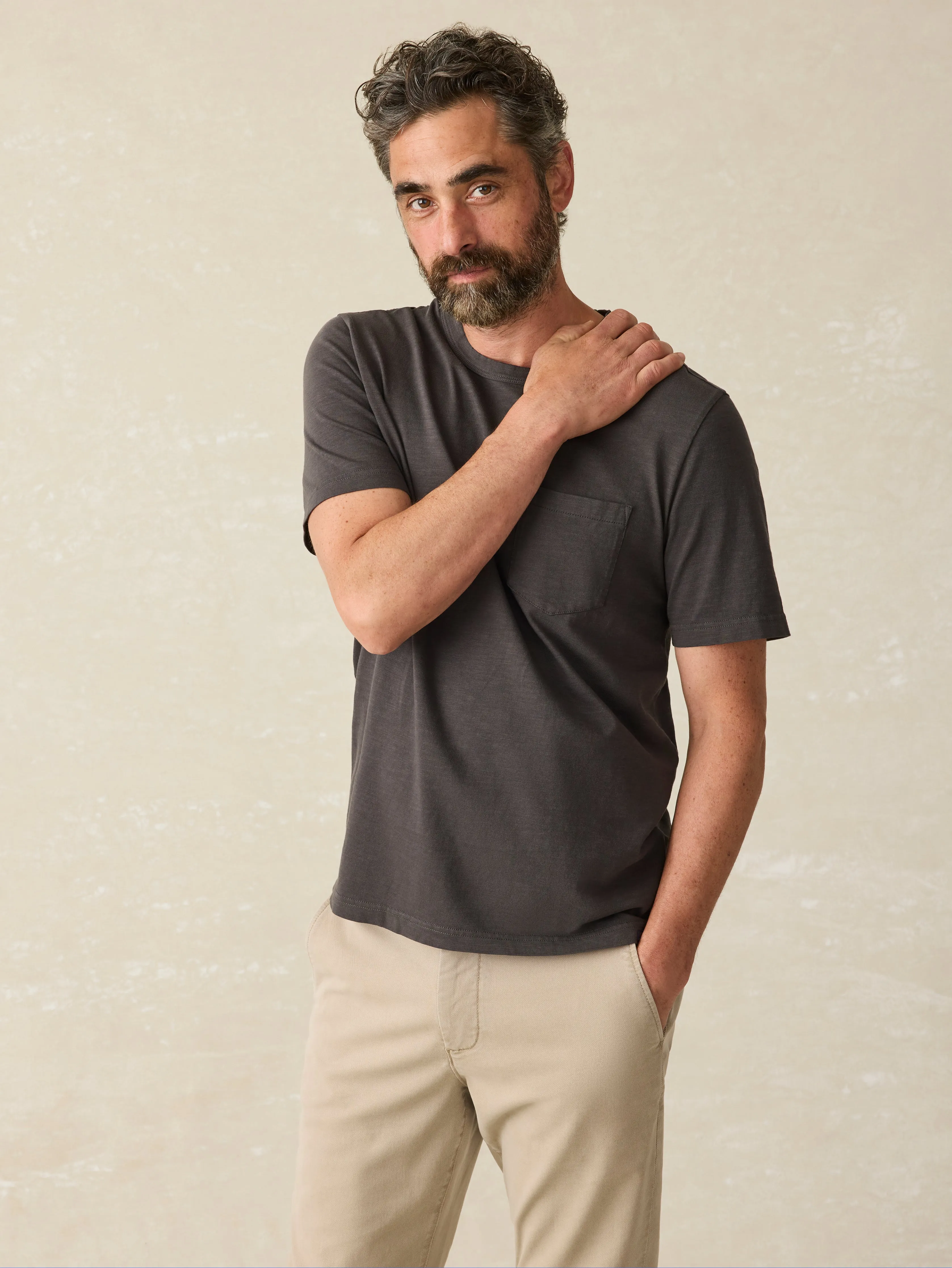 Sunwashed Pocket Tee - Washed Black sold by Faherty