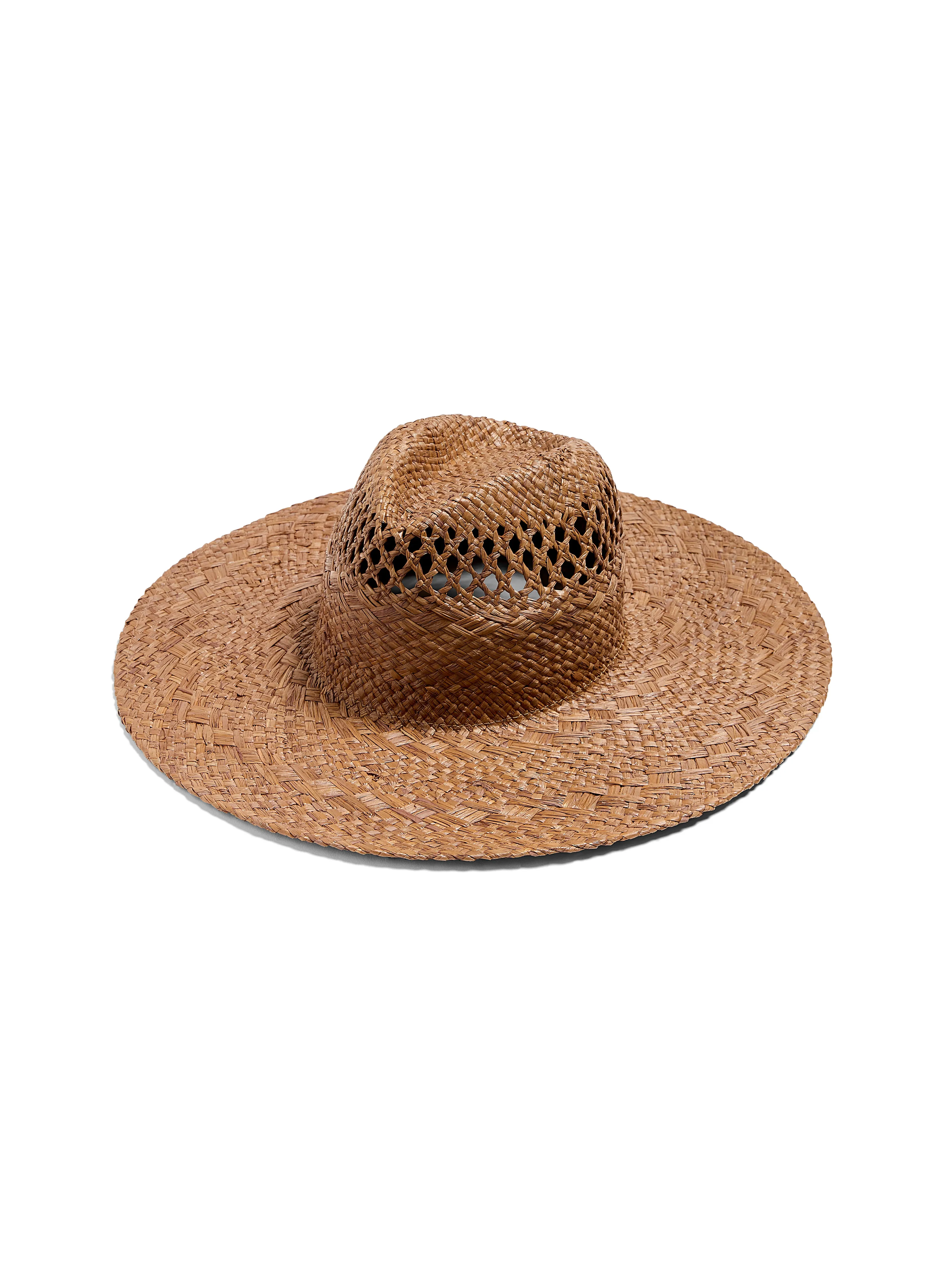 Raffia Mixed Stitch Fedora - Dark Brown sold by Faherty