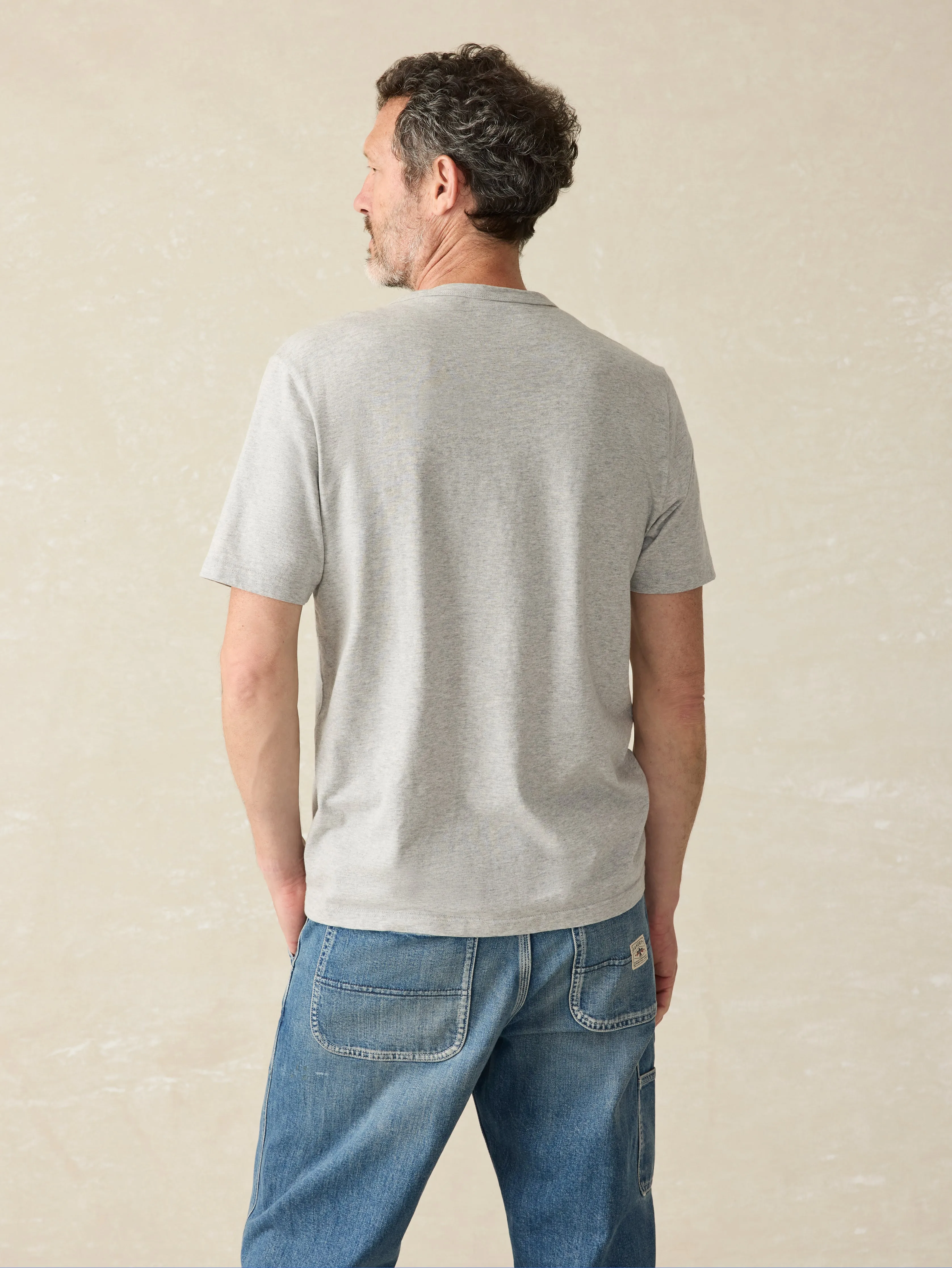 Sunwashed Pocket Tee - Heather Grey sold by Faherty product image thumbnail 5