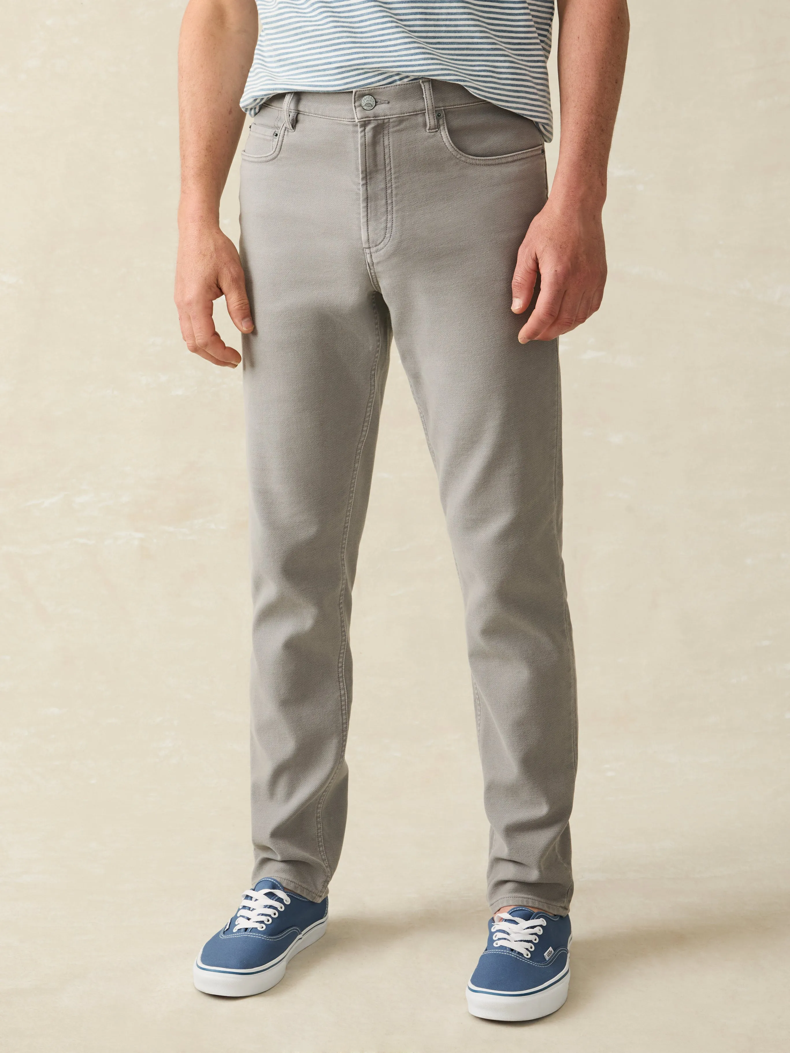 Stretch Terry 5-Pocket Pant - Iron sold by Faherty