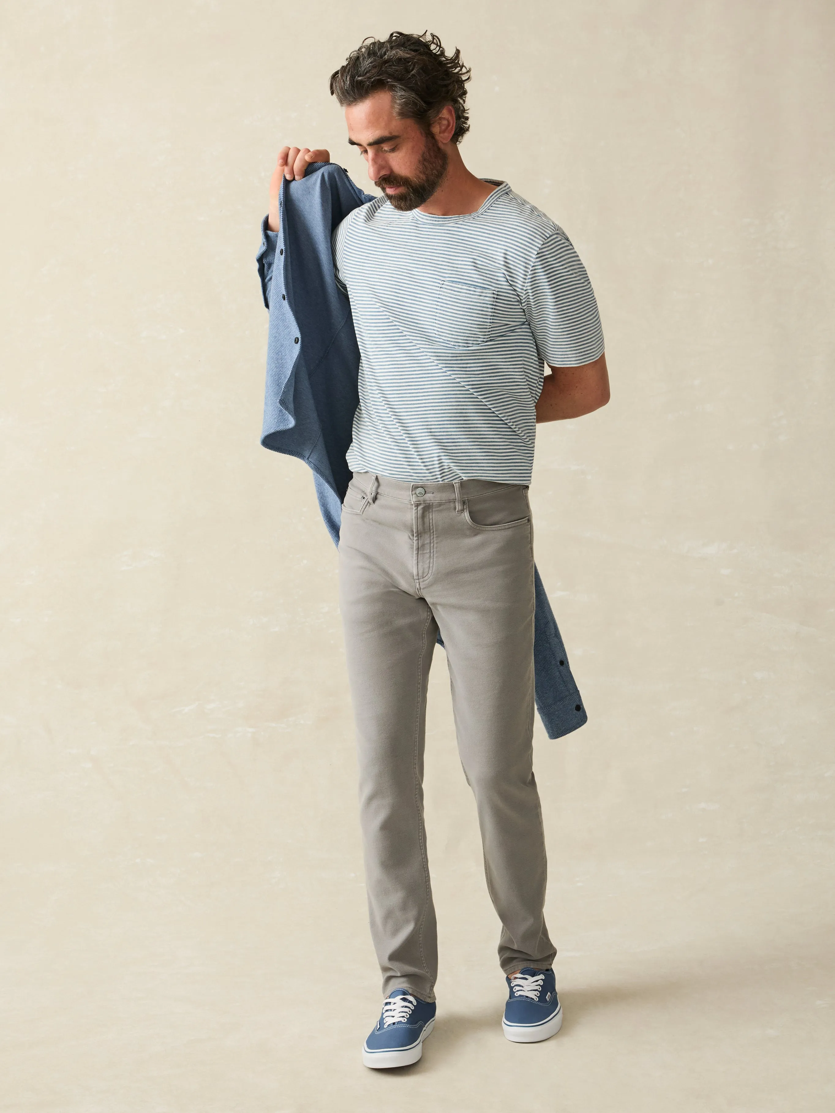 Stretch Terry 5-Pocket Pant - Iron sold by Faherty product image thumbnail 4