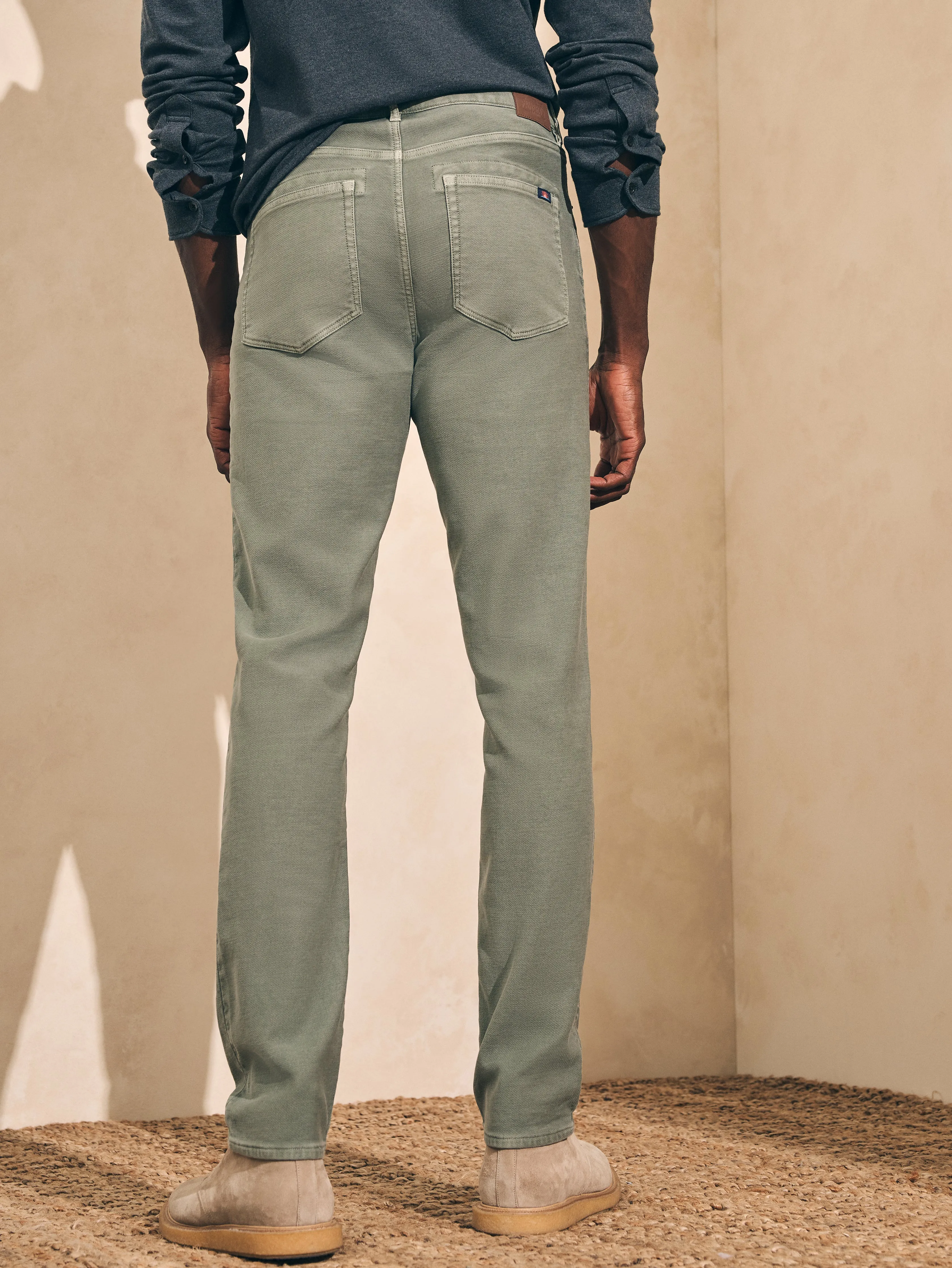 Stretch Terry 5-Pocket Athletic Fit Pant (30" Inseam) - Faded Olive sold by Faherty product image thumbnail 5