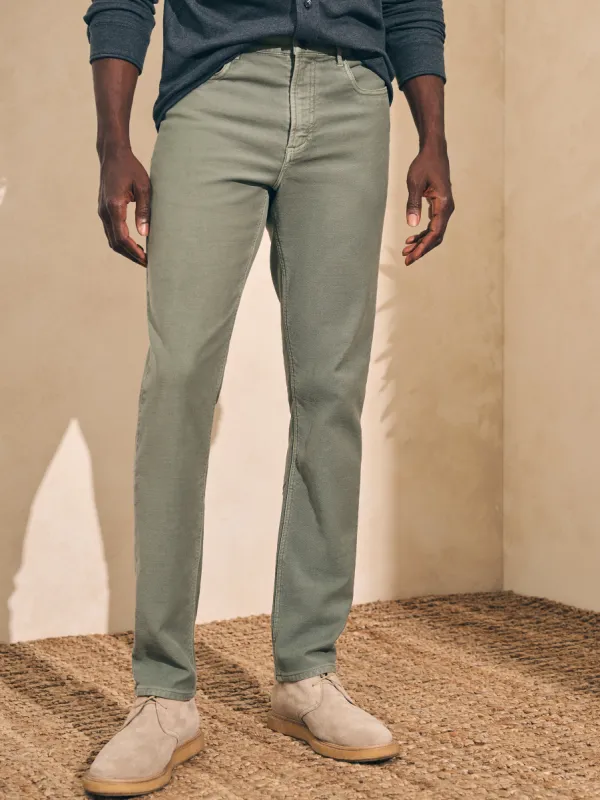 Stretch Terry 5-Pocket Athletic Fit Pant (30" Inseam) - Faded Olive sold by Faherty