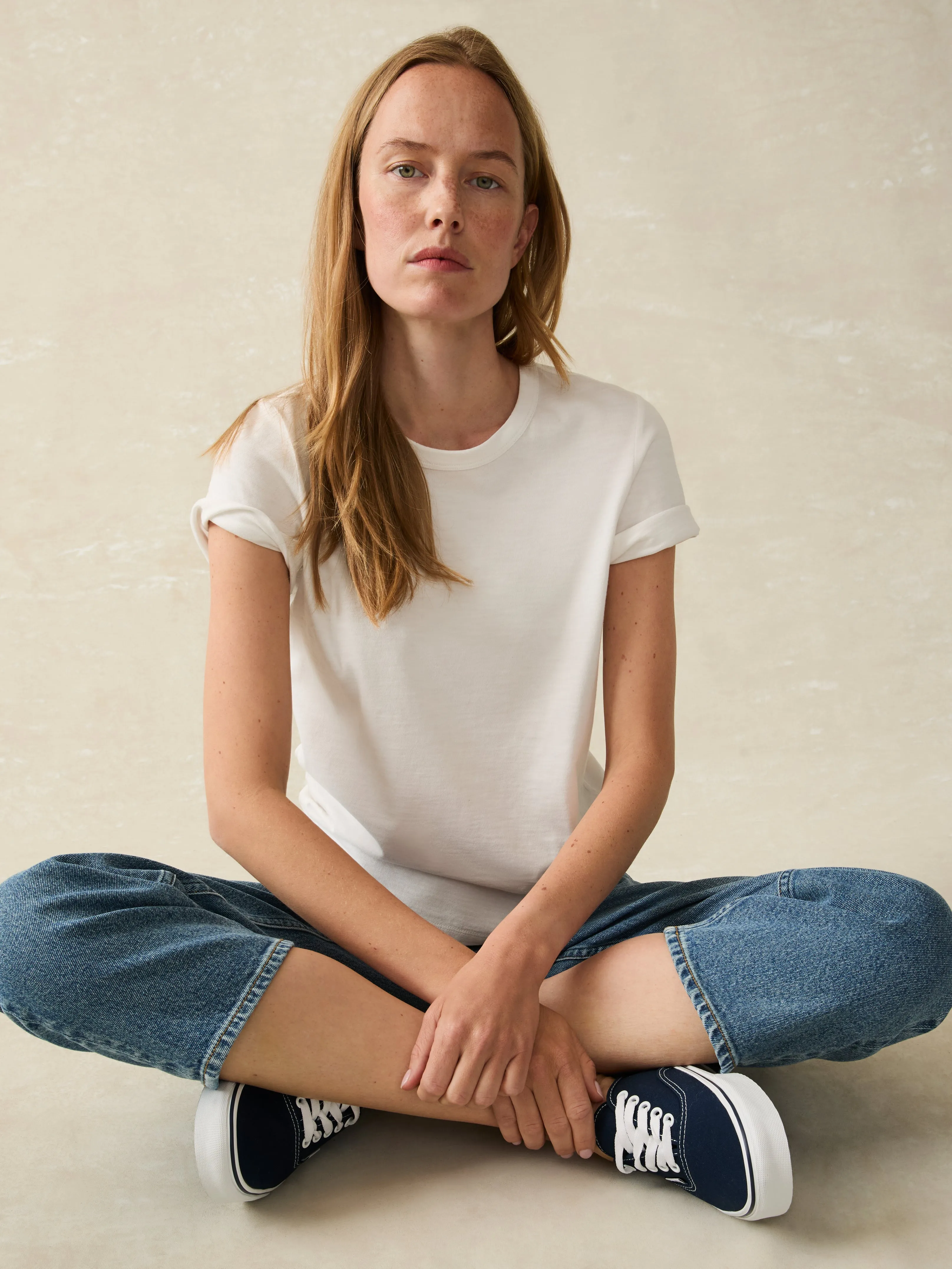 Sunwashed Crew Tee - White sold by Faherty product image thumbnail 3