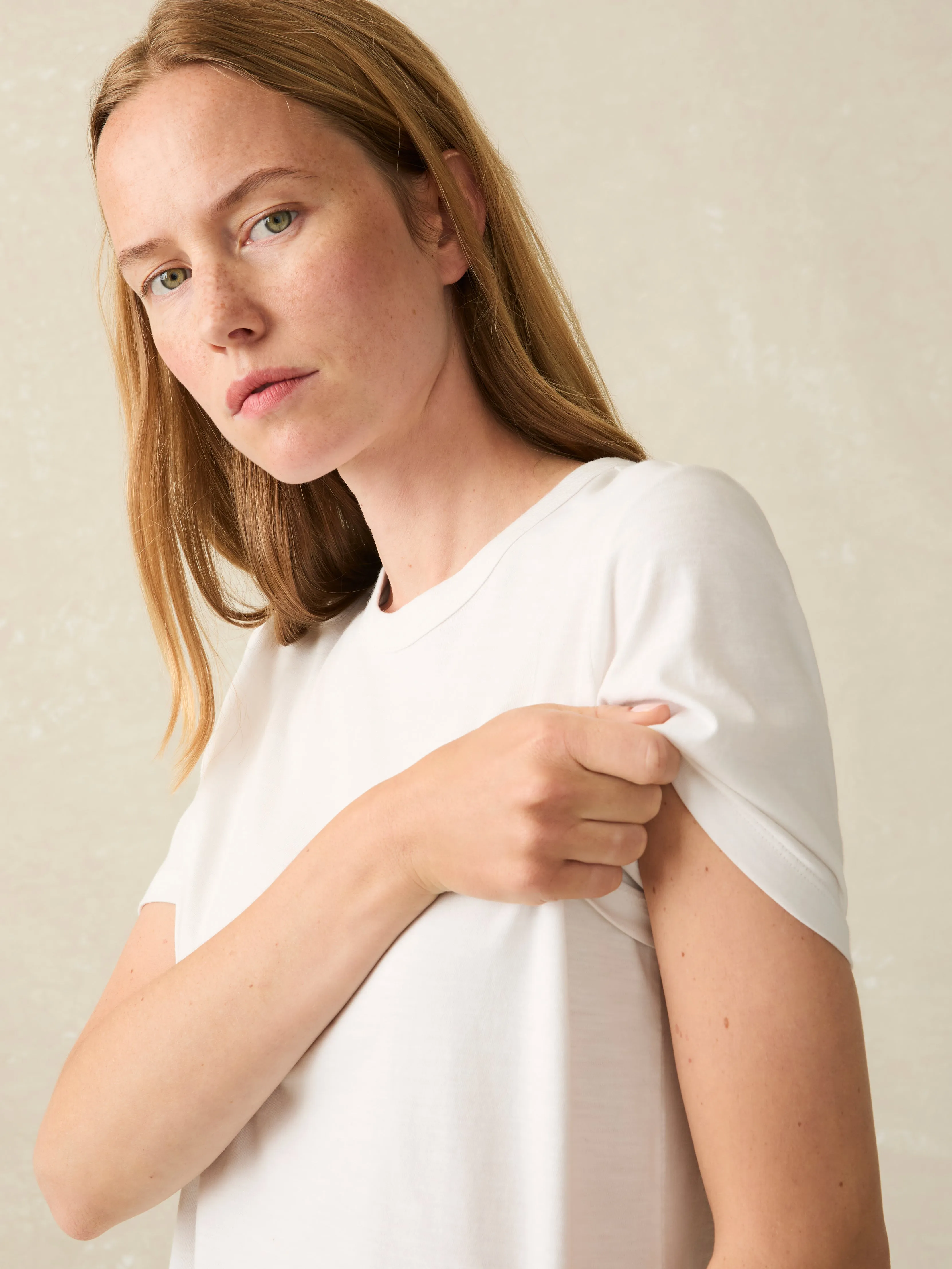 Sunwashed Crew Tee - White sold by Faherty product image thumbnail 2