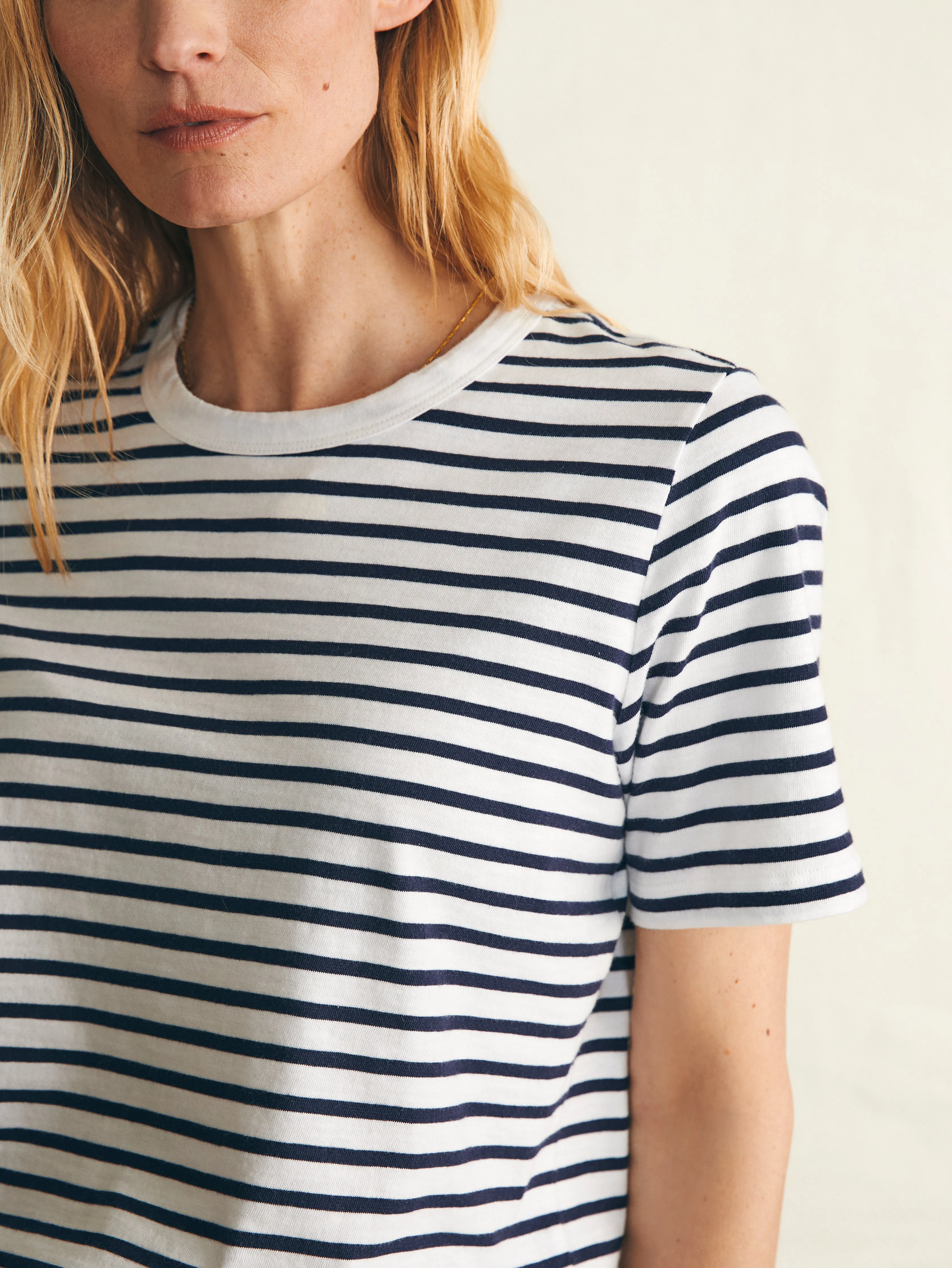 Sunwashed Crew Tee - Regatta Stripe sold by Faherty product image thumbnail 2