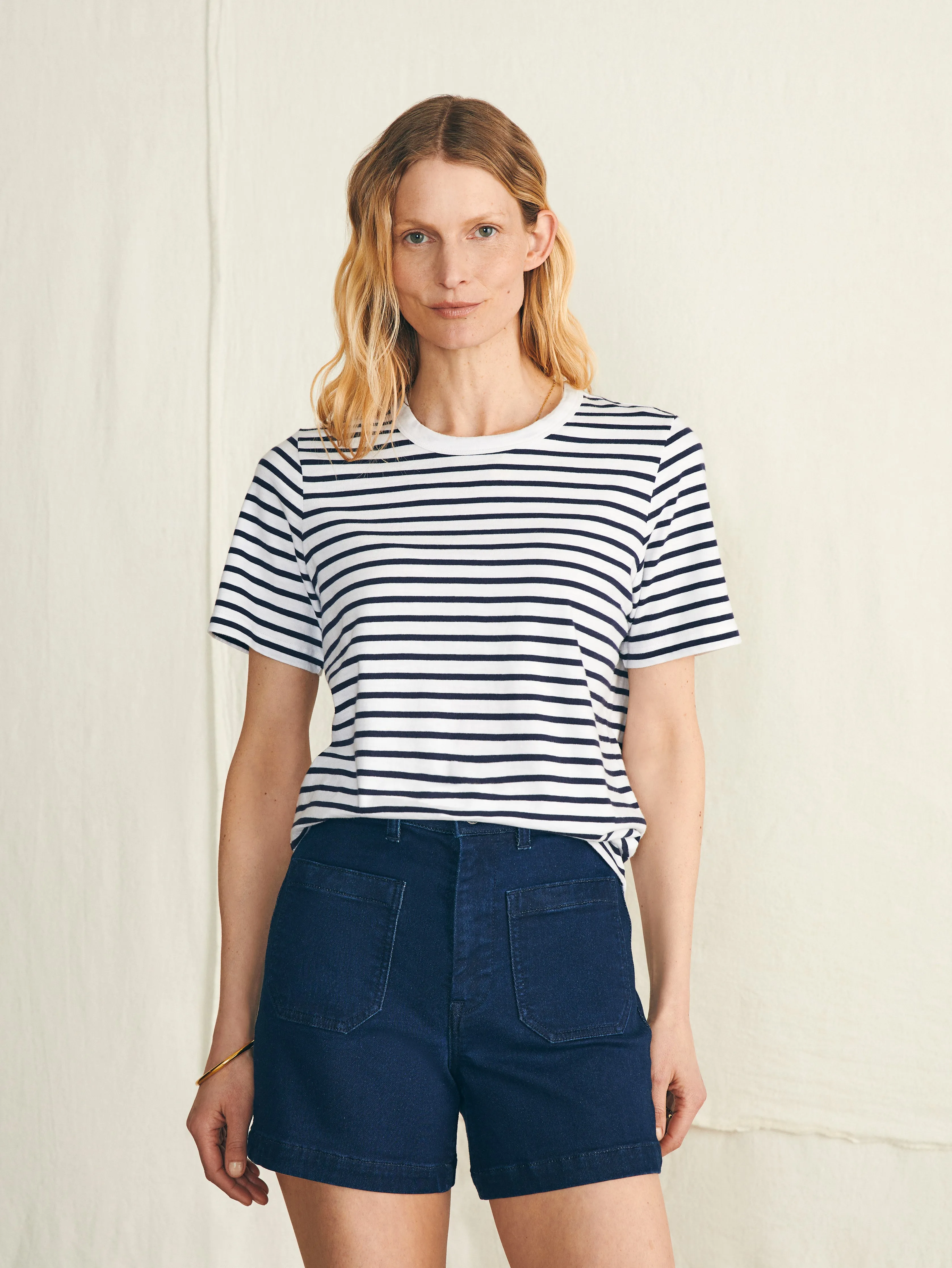 Sunwashed Crew Tee - Regatta Stripe sold by Faherty product image thumbnail 3