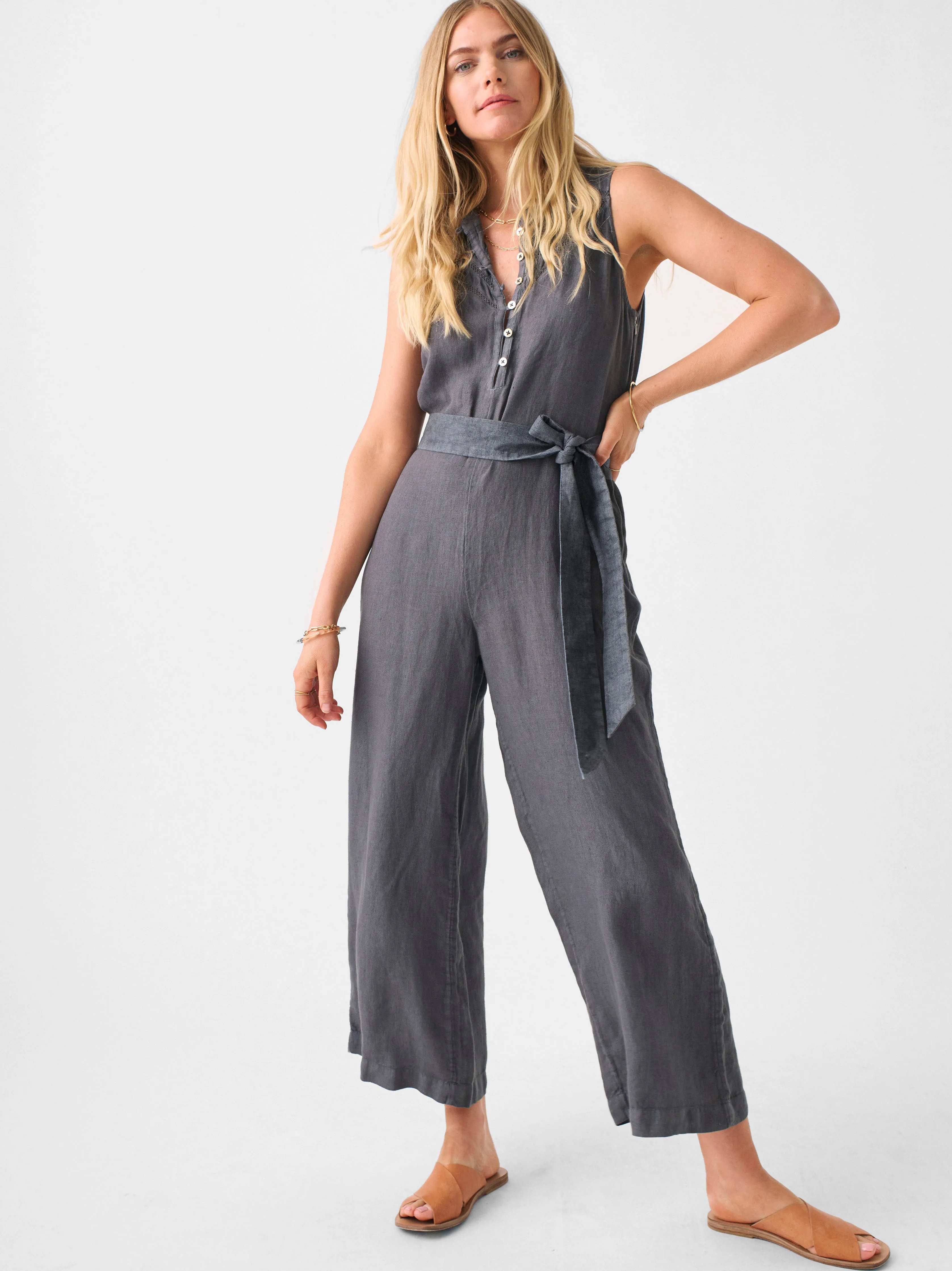 Hermosa Linen Jumpsuit - Washed Black sold by Faherty product image thumbnail 2