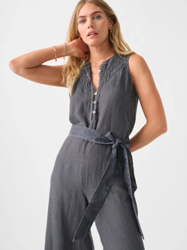 Hermosa Linen Jumpsuit - Washed Black sold by Faherty