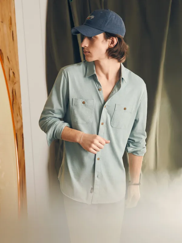 Sunwashed Knit Shirt - Hull Teal sold by Faherty