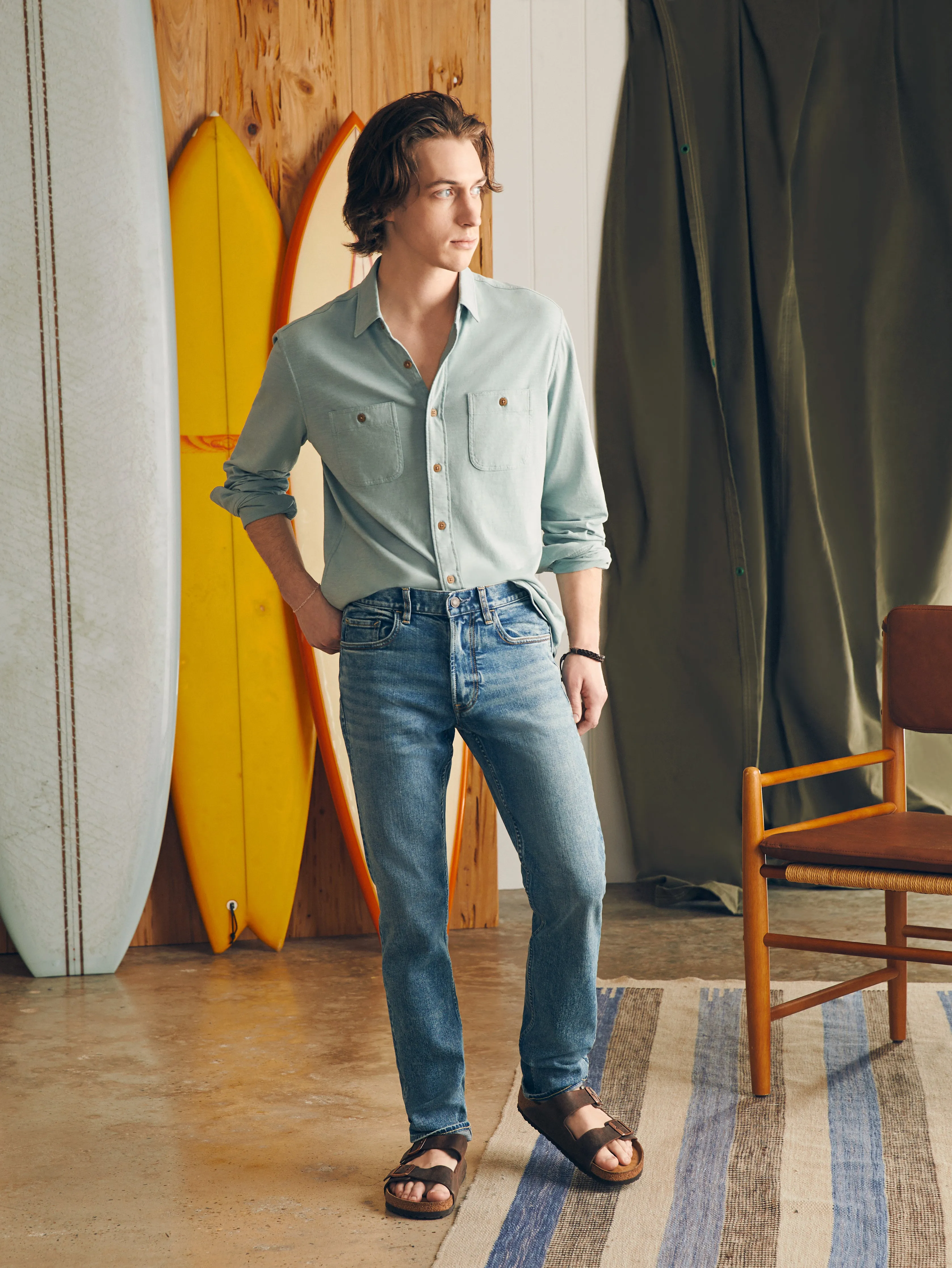 Sunwashed Knit Shirt - Hull Teal sold by Faherty product image thumbnail 5