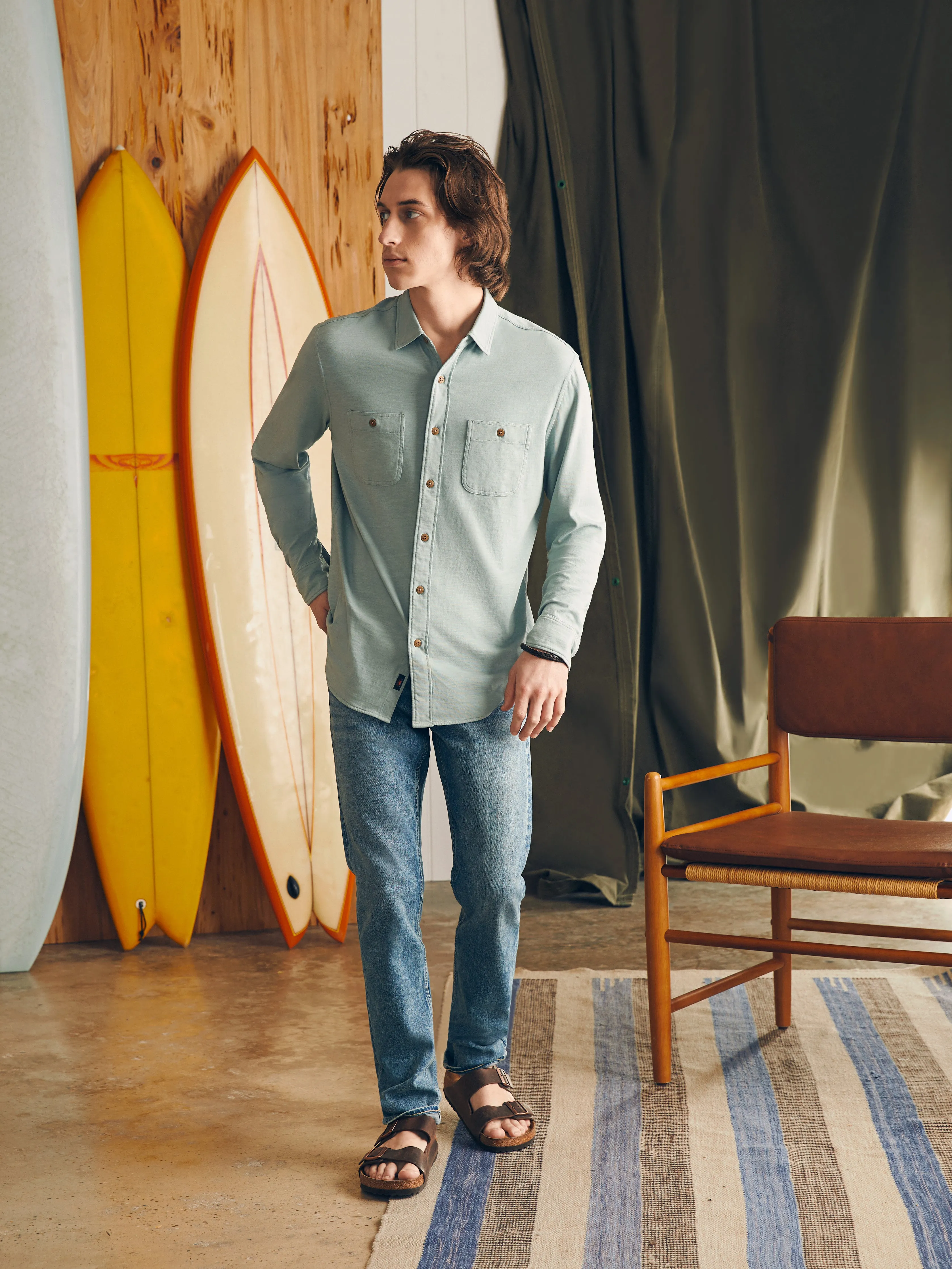 Sunwashed Knit Shirt - Hull Teal sold by Faherty product image thumbnail 4