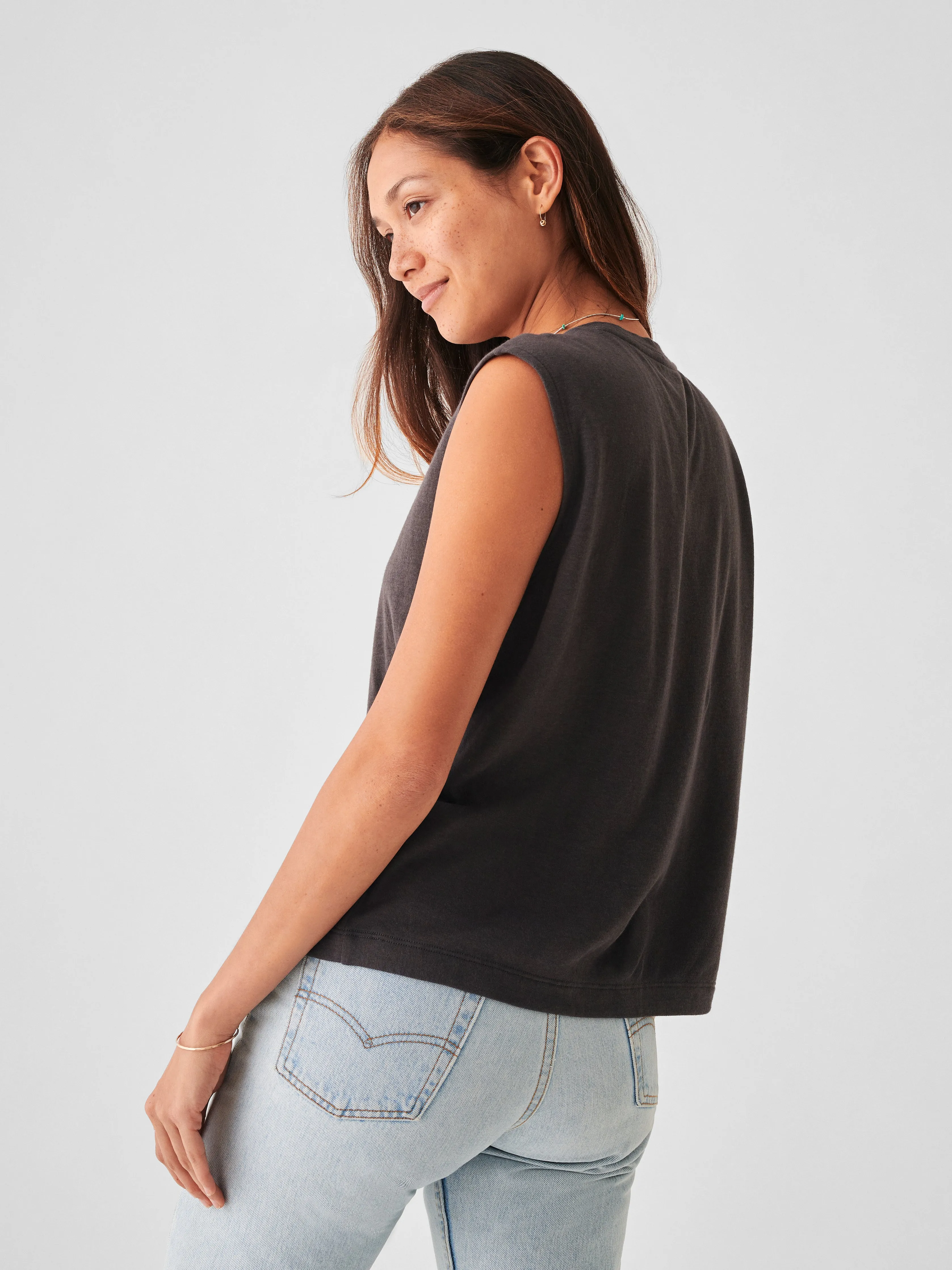 Cloud Cotton Muscle Tee - Washed Black sold by Faherty product image thumbnail 5