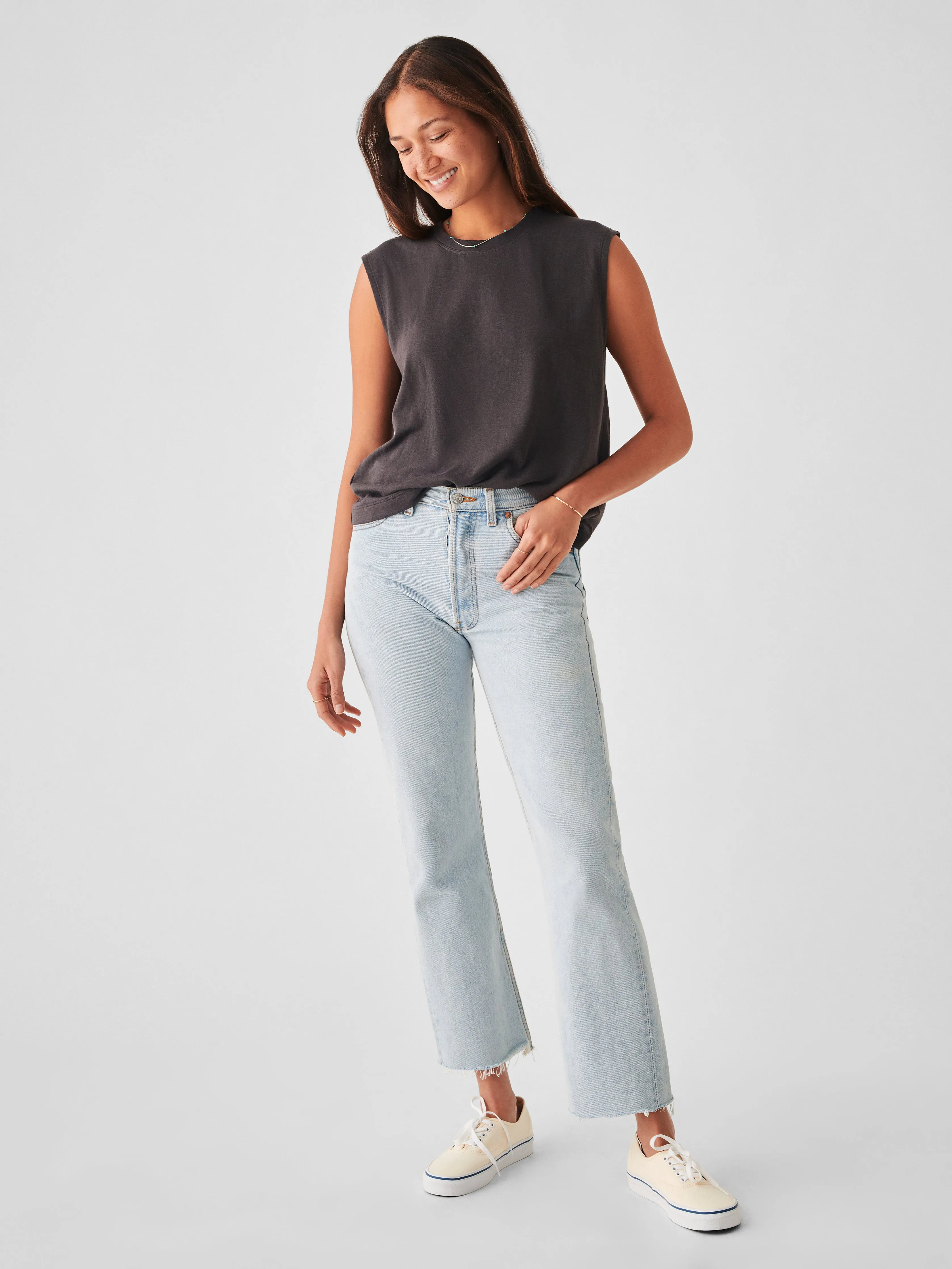 Cloud Cotton Muscle Tee - Washed Black sold by Faherty product image thumbnail 2